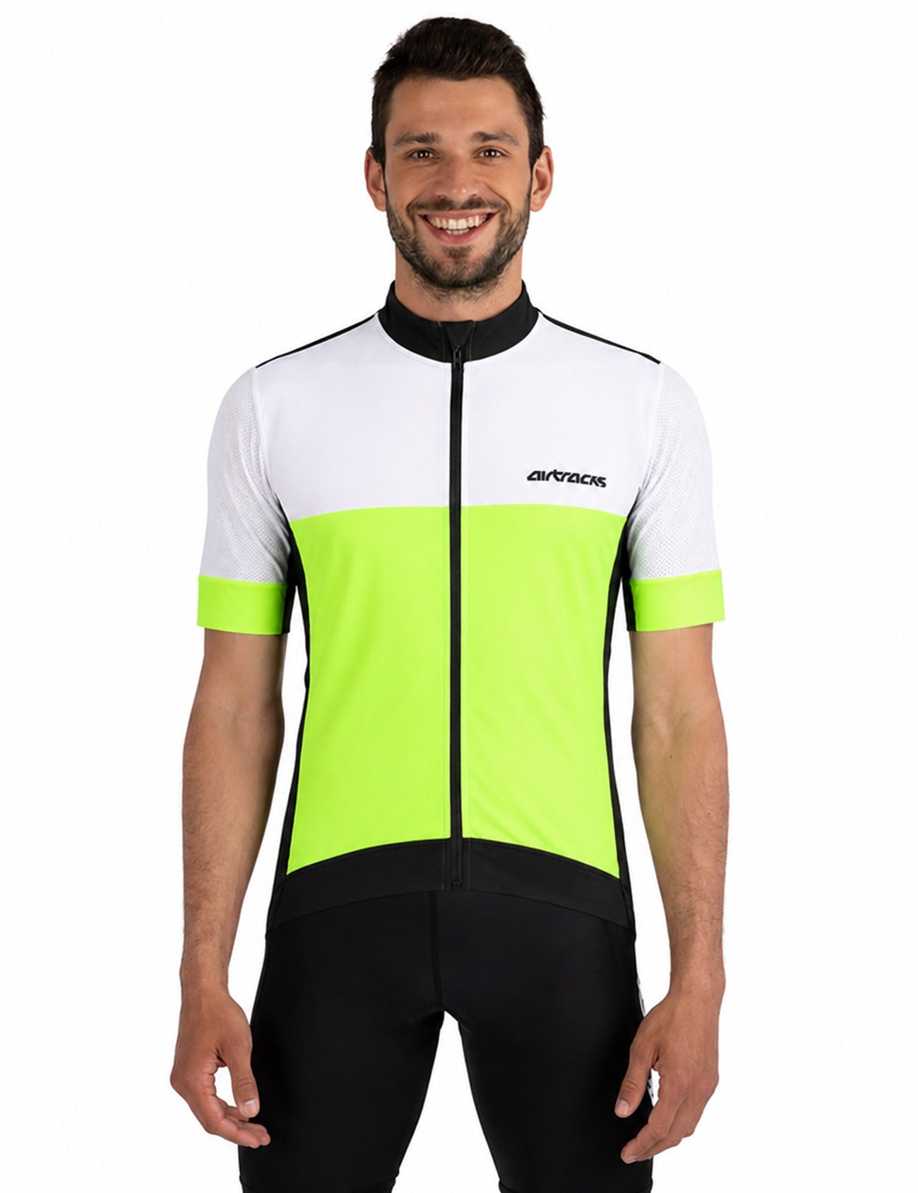 Heren fiets jersey short -sleeved fietstrui per team Line III neon wit