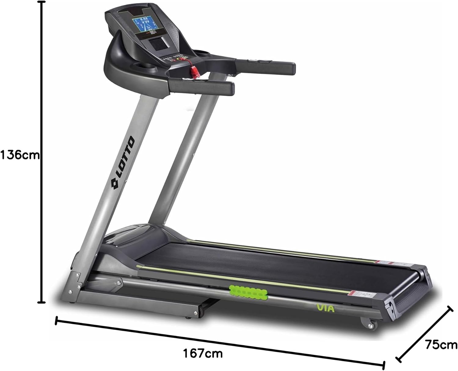 Lotto via een loopband vouwbaar elektrisch tot 100 kg Bluetooth 1-16 km/u 133x45 cm