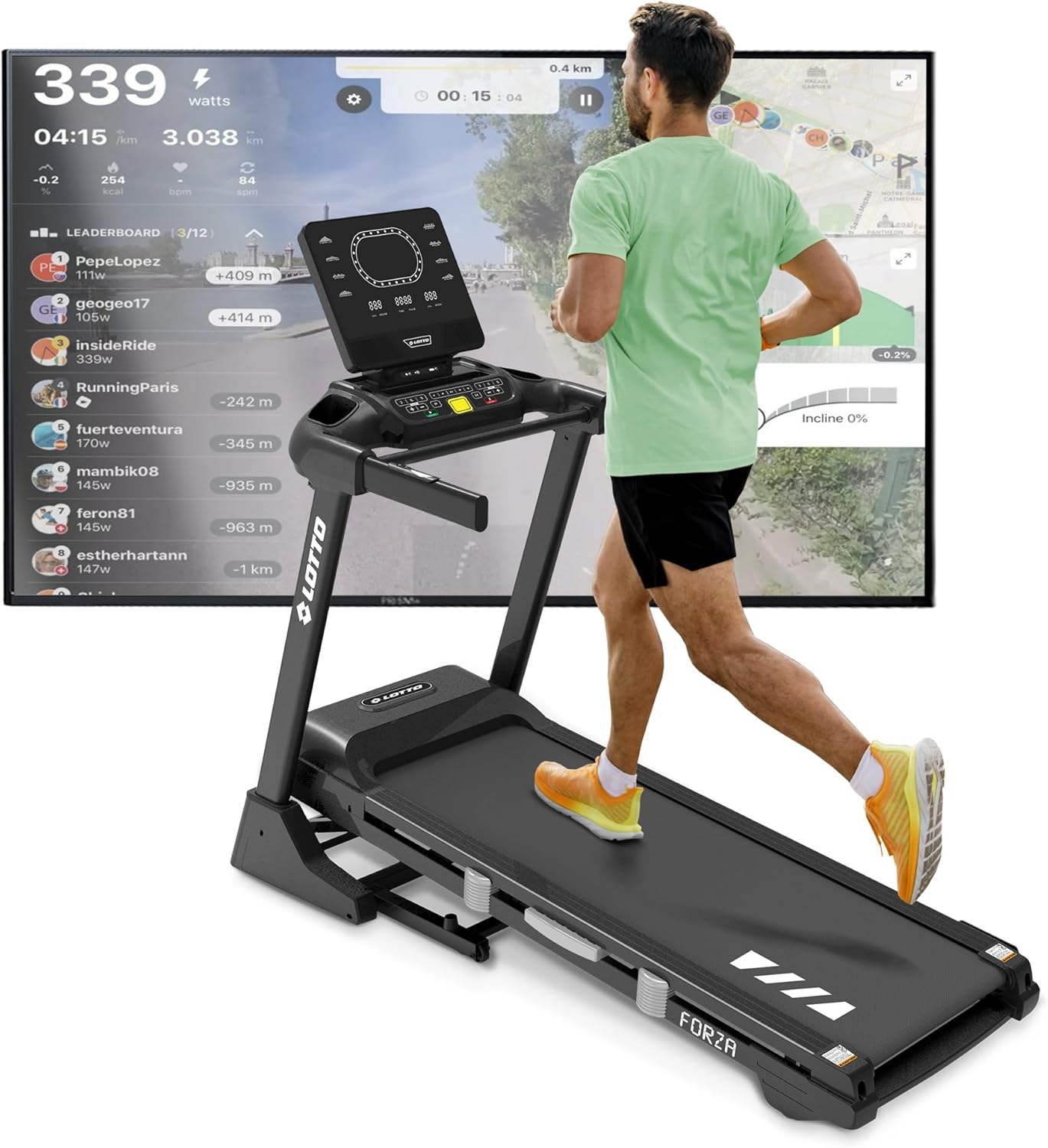 Lotto Forza loopband vouwbaar elektrisch tot 120 kg Bluetooth 1-18 km/u 140x48cm