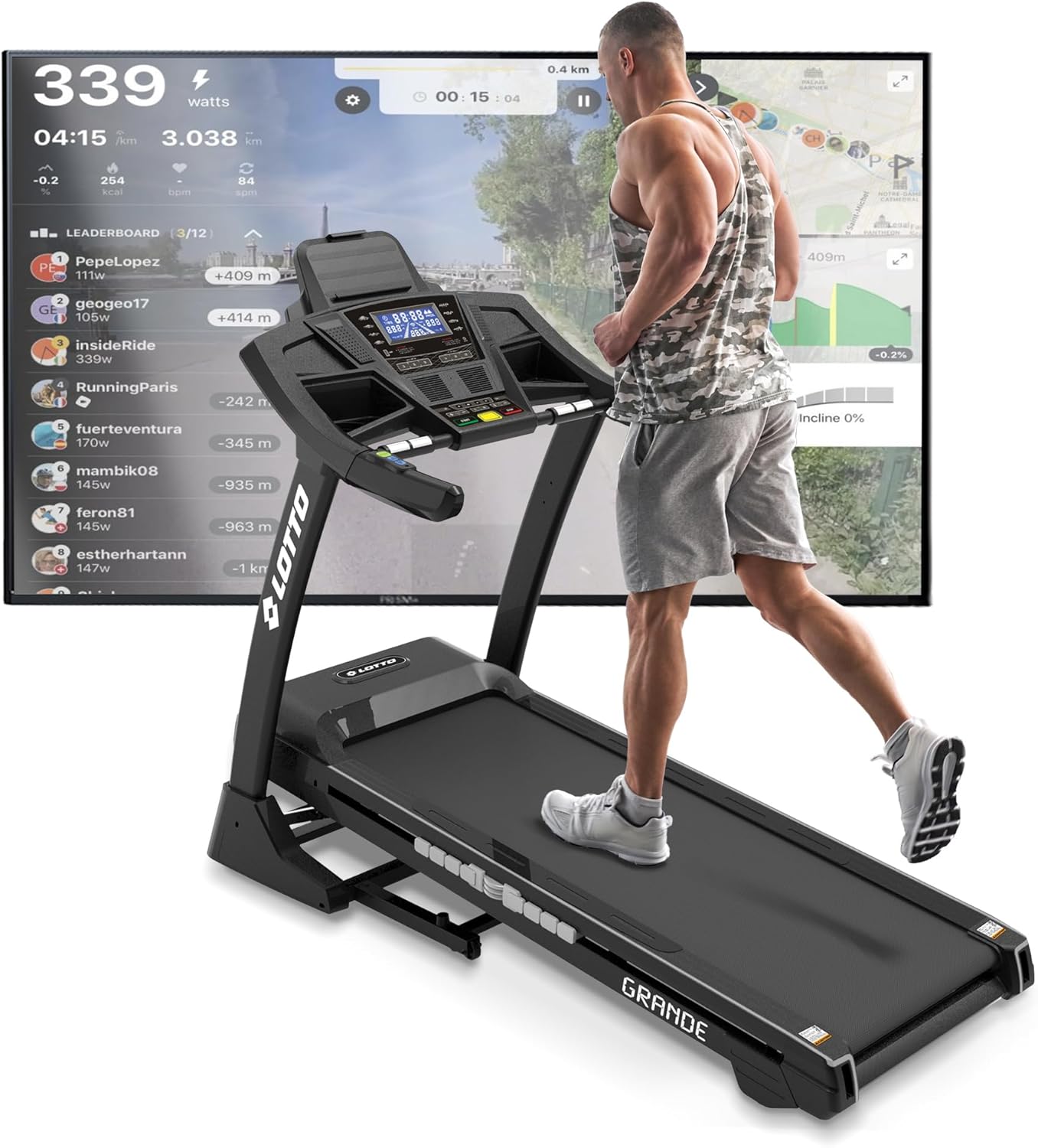 Lotto Grande Treadmill Foldable elektrisch tot 120 kg Bluetooth 1-20 km/u 150x51 cm