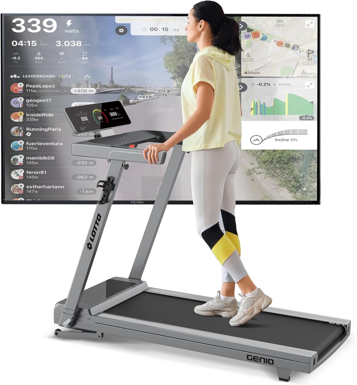 Lotto Genio Treadmill Foldable elektrisch tot 100 kg Bluetooth 1-16 km/u 125x45 cm