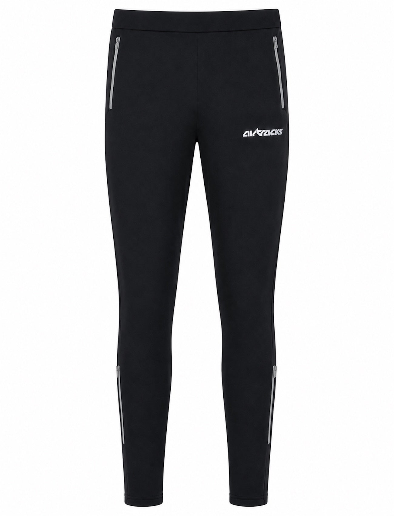 Uomini inverno thermo che corre pantaloni lunghi per squadra argento nero