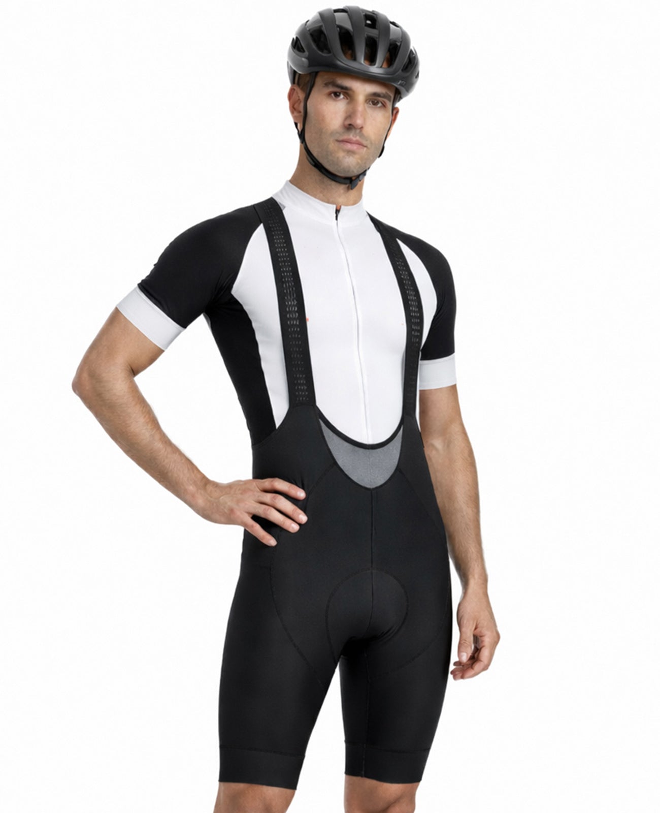 Pantalones de bicicleta masculina pantalones de bicicleta cortas con correas pantalones portadores por línea de equipo negro