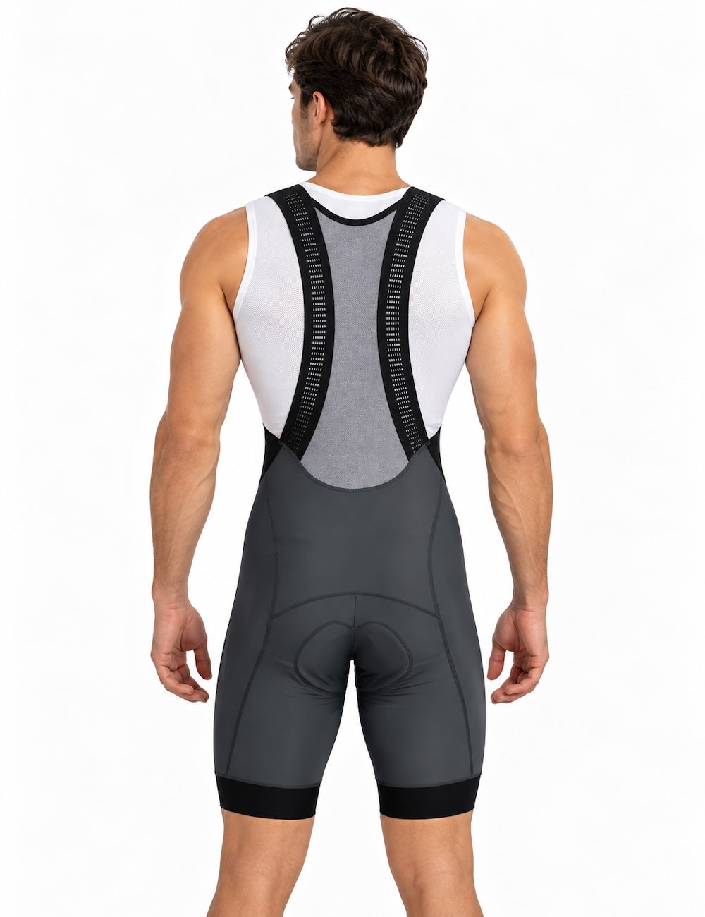 Pantalones de bicicleta masculina pantalones de bicicleta cortas con correas pantalones portadores por línea de equipo gris