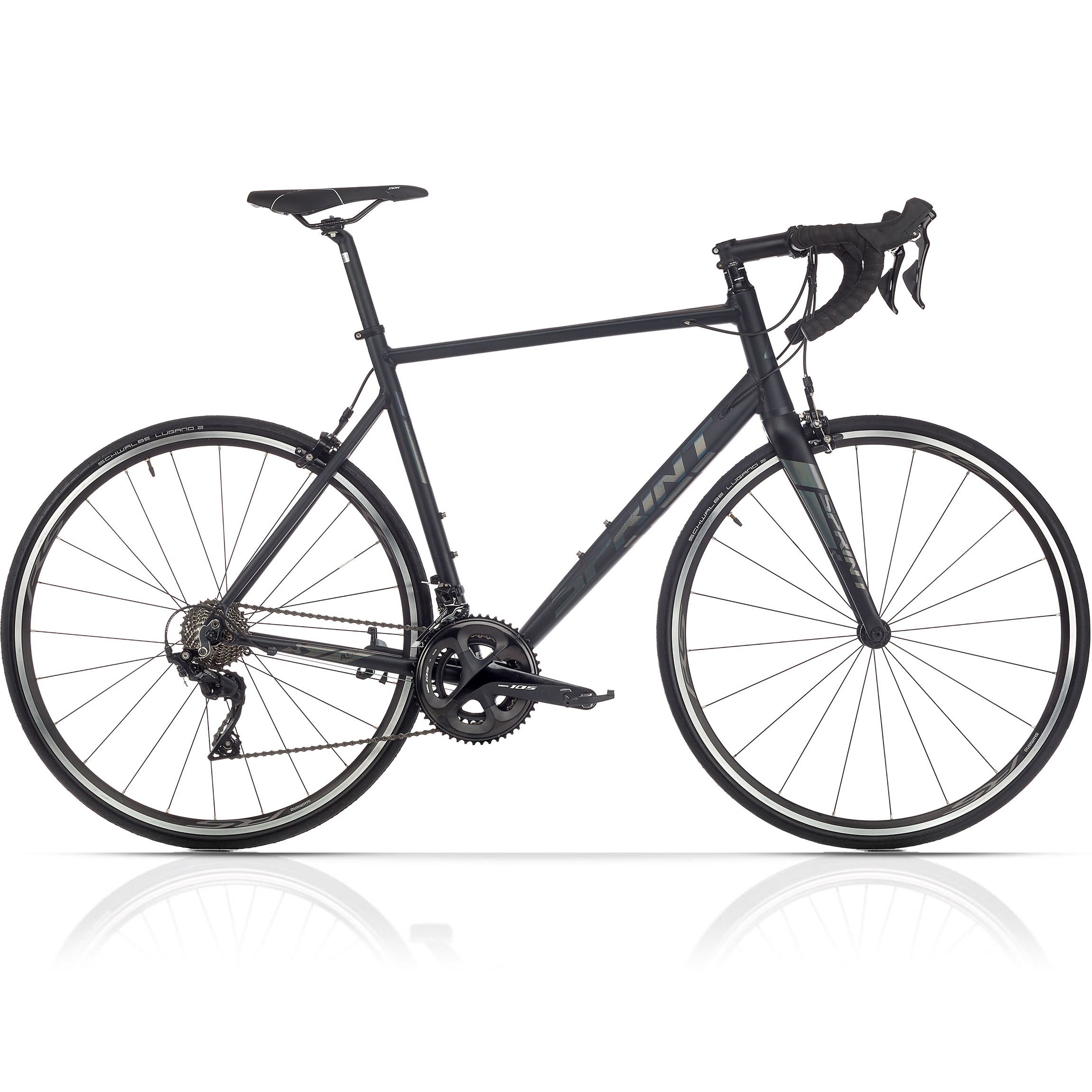 28" Bicicleta de carretera para hombre de SPRINT MONZA TEAM con horquilla de carbono, 2 x 11 velocidades SHIMANO 105 RD-R7000 negro / mate