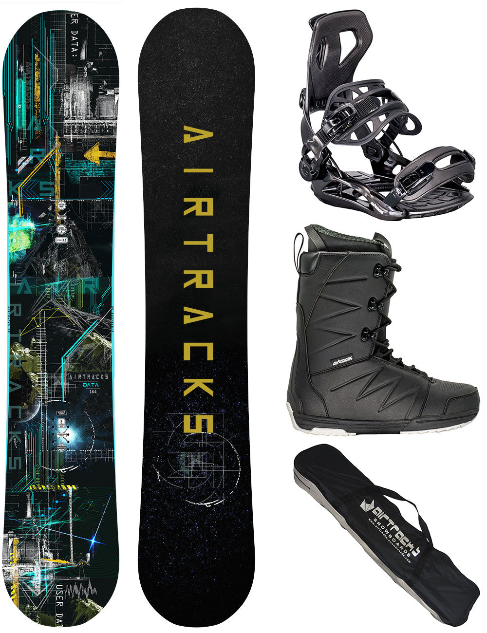 Herren Snowboard Set Data + Bindung Master ME + Boots Star + SB Bag