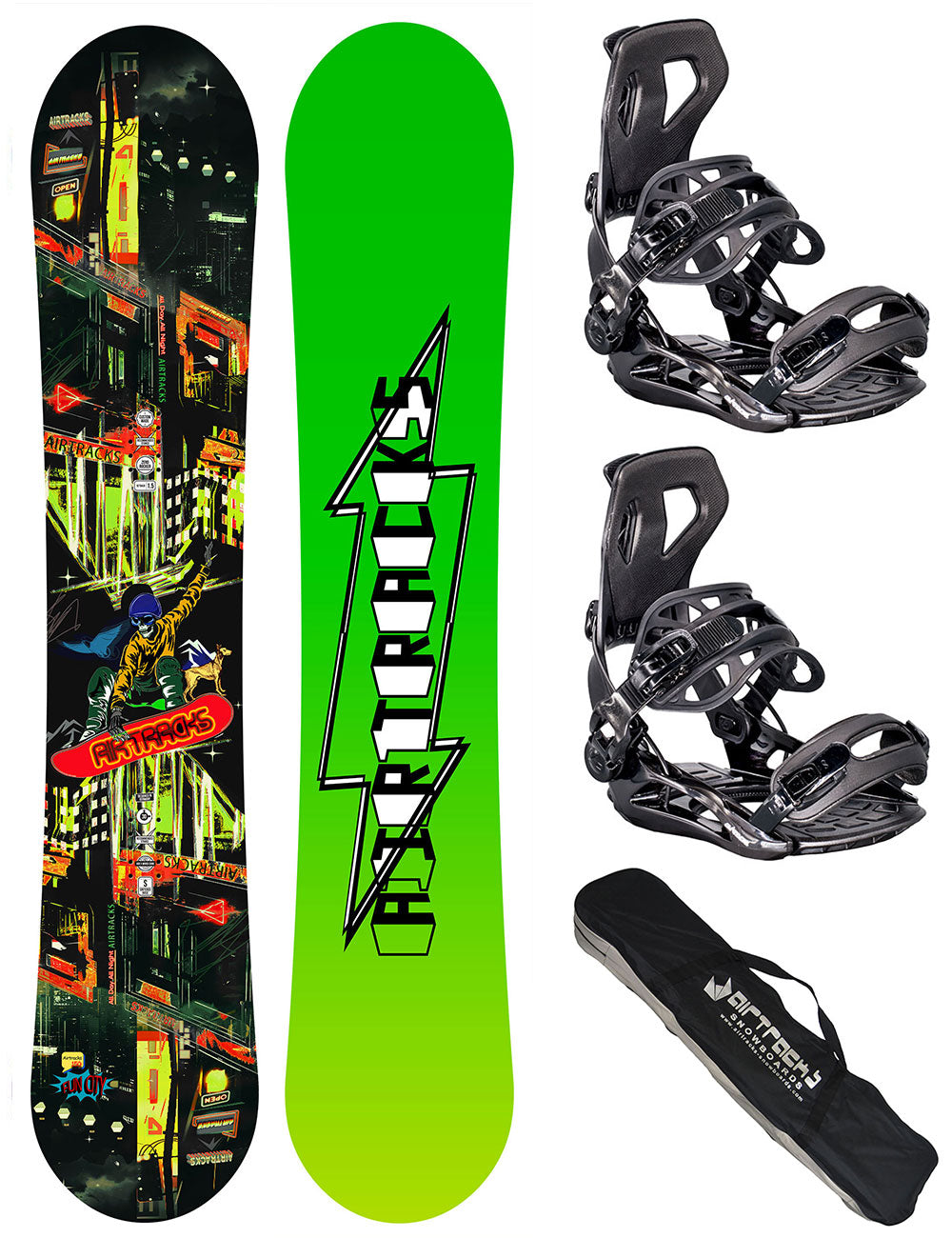 Set de Snowboard Homme: Planche Fun City Carbon + Fixation Master L + Sac SB