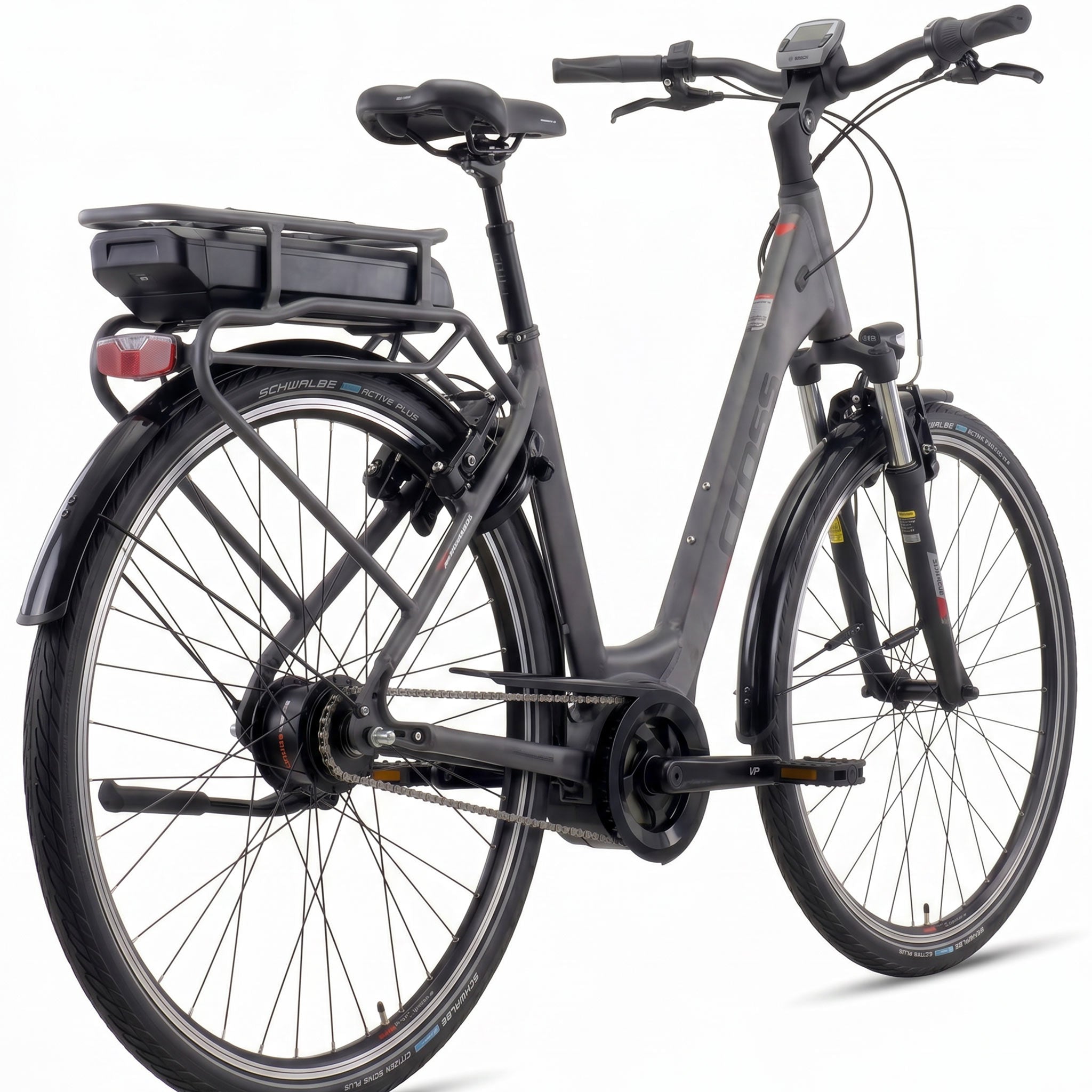 28" E-Bike City Bicycle V-Tron RACK BOSCH ACTIVE LINE PLUS 400 Wh 7 SPEED SHIMANO NEXUS REAR COASTER BRAKE