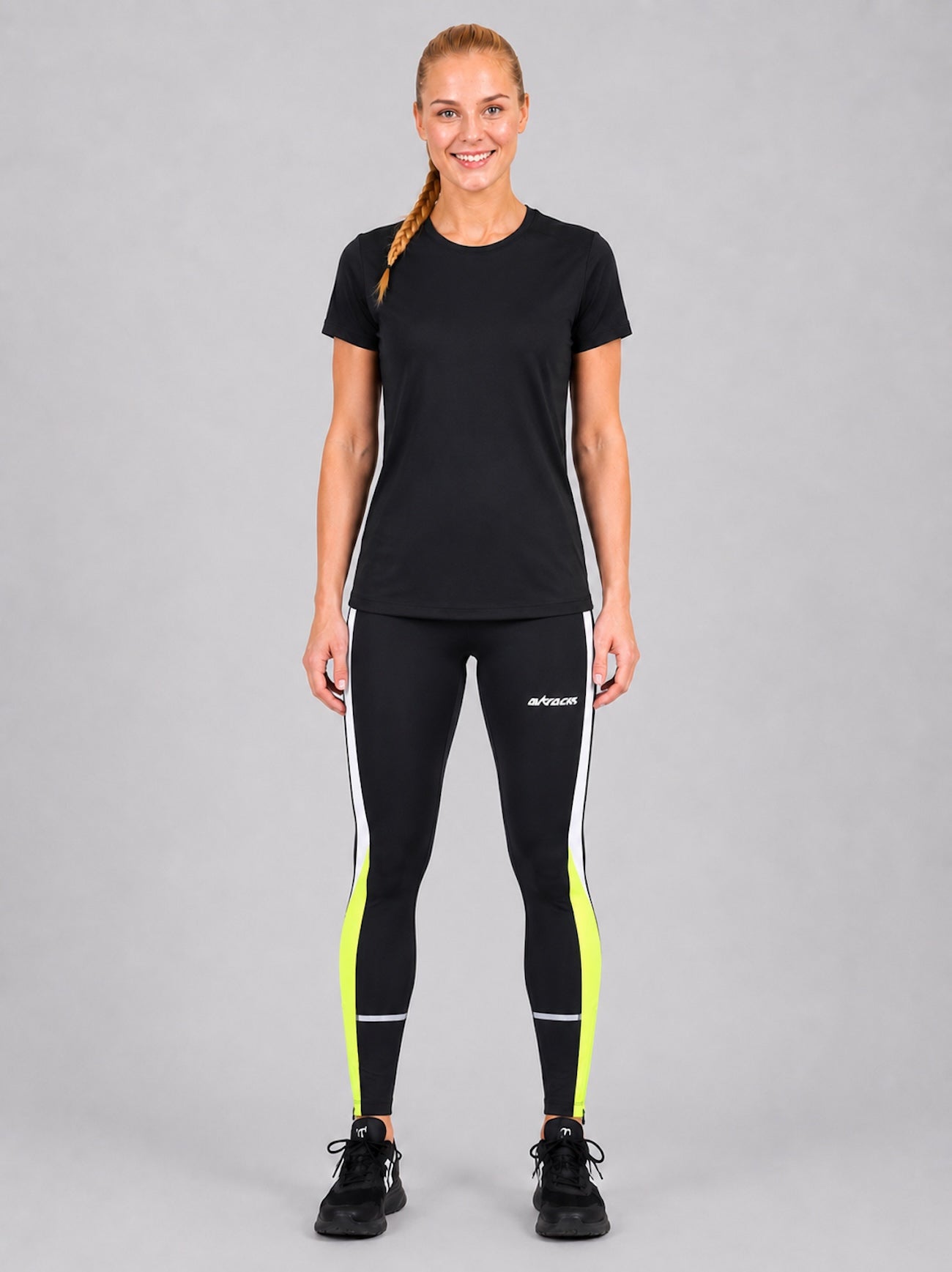 Pantalones de carreras de mujer neón negro de lang