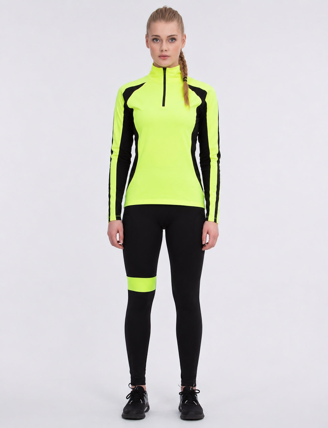 Damas Termo Pantalones de bicicleta Lang Black-Neon