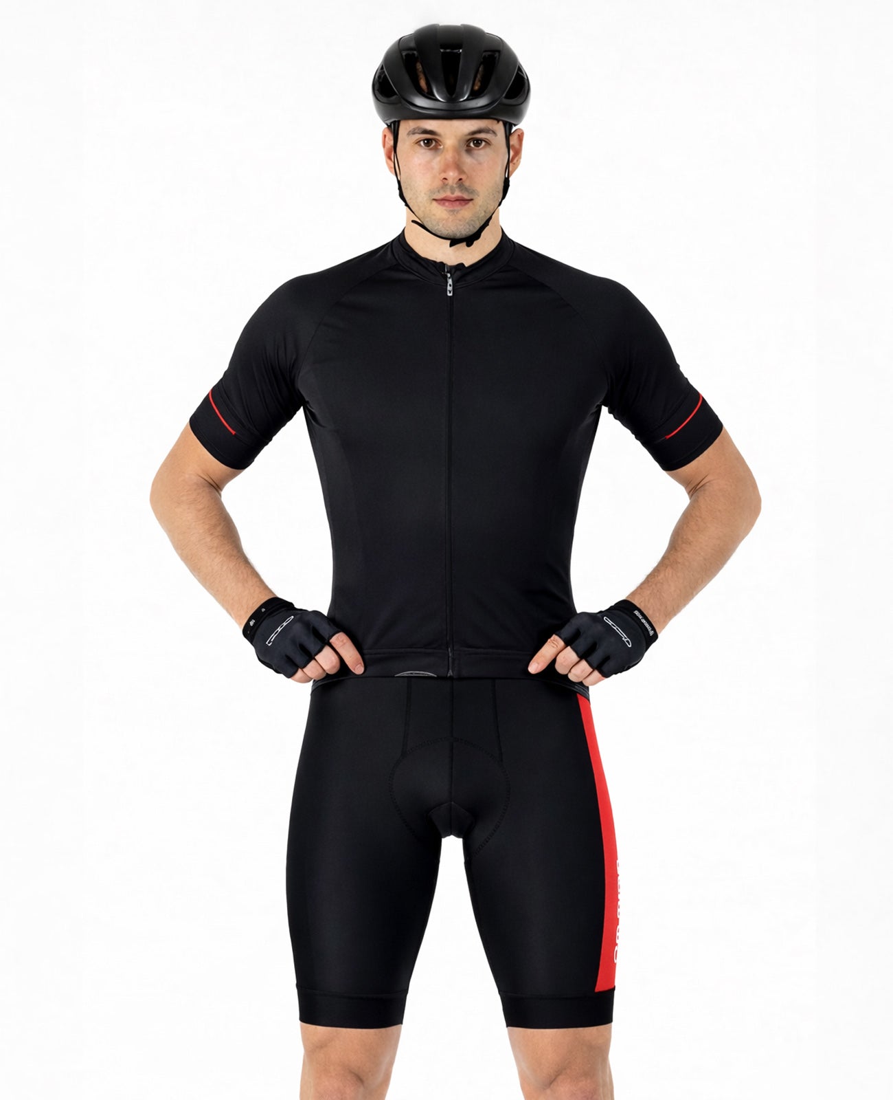 Herren Fahrradhose Kurz Radhose Pro Line Schwarz-Rot