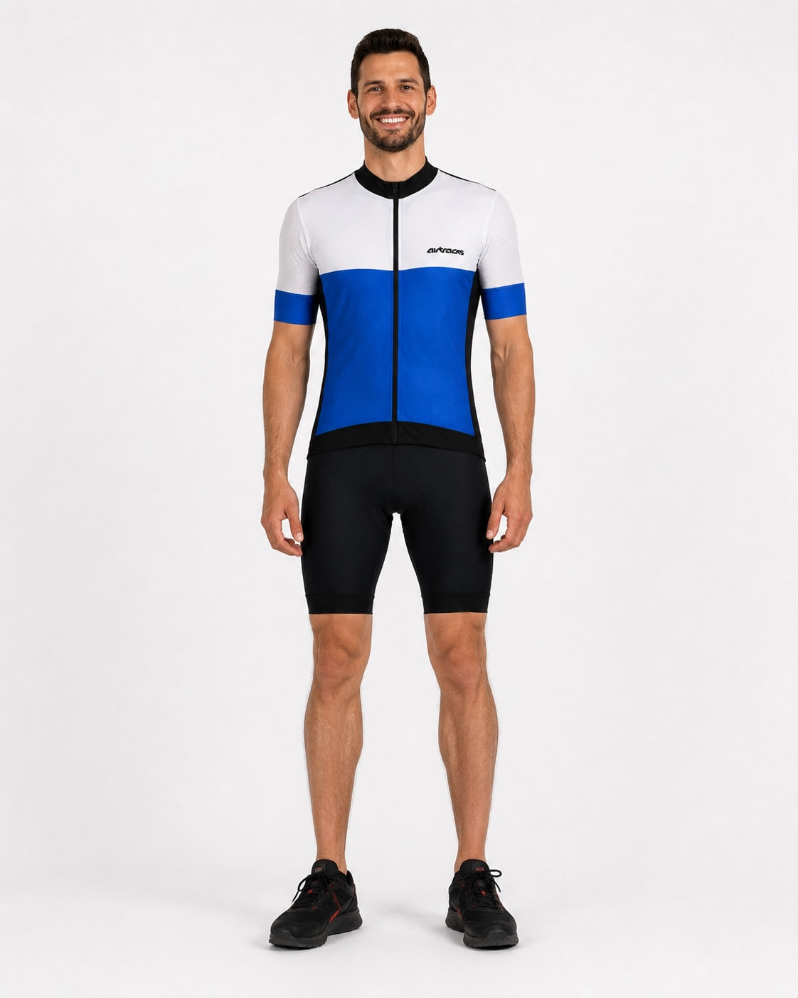 Fietsjersey voor heren kort -Zakken fietstrui per teamlijn III Blue White