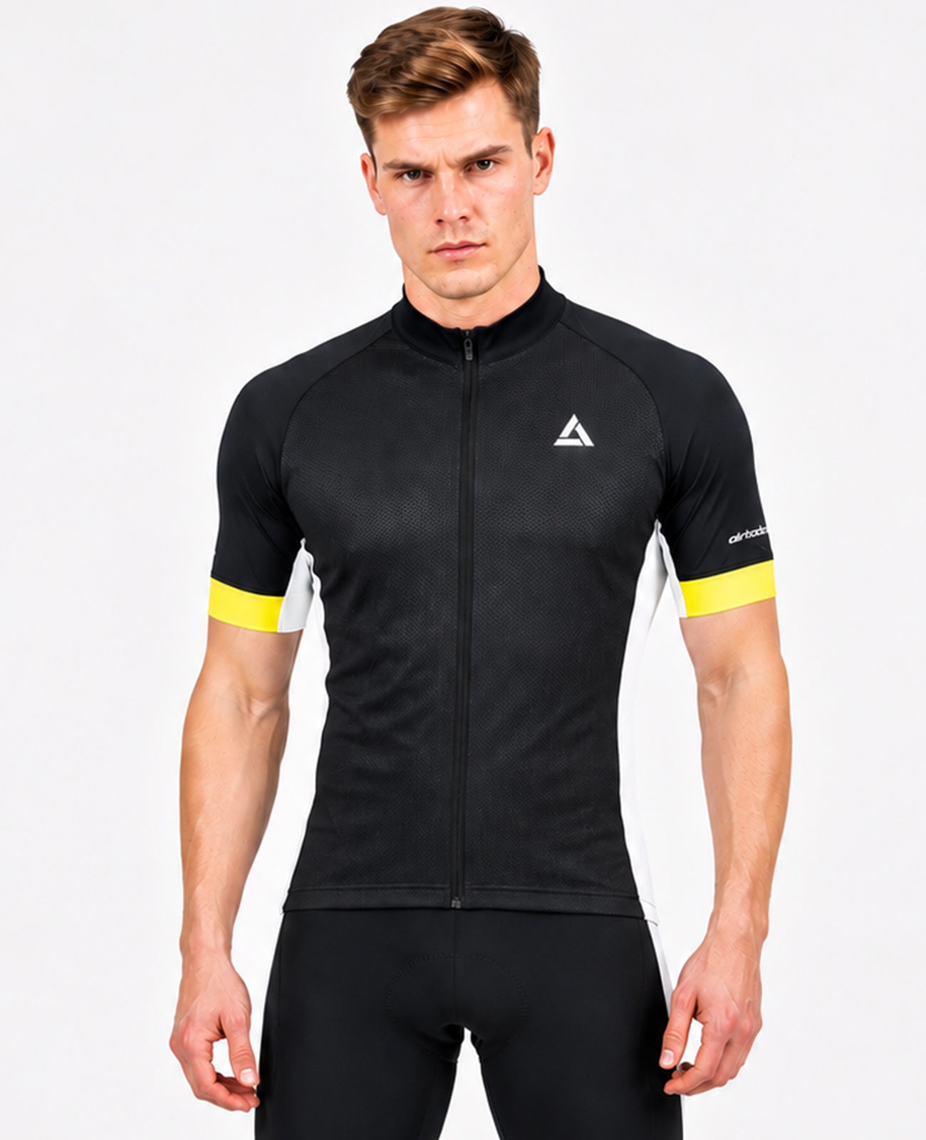Jersey de bicicleta para hombres Jersey de bicicleta corta de altura por línea de equipo en blanco y negro
