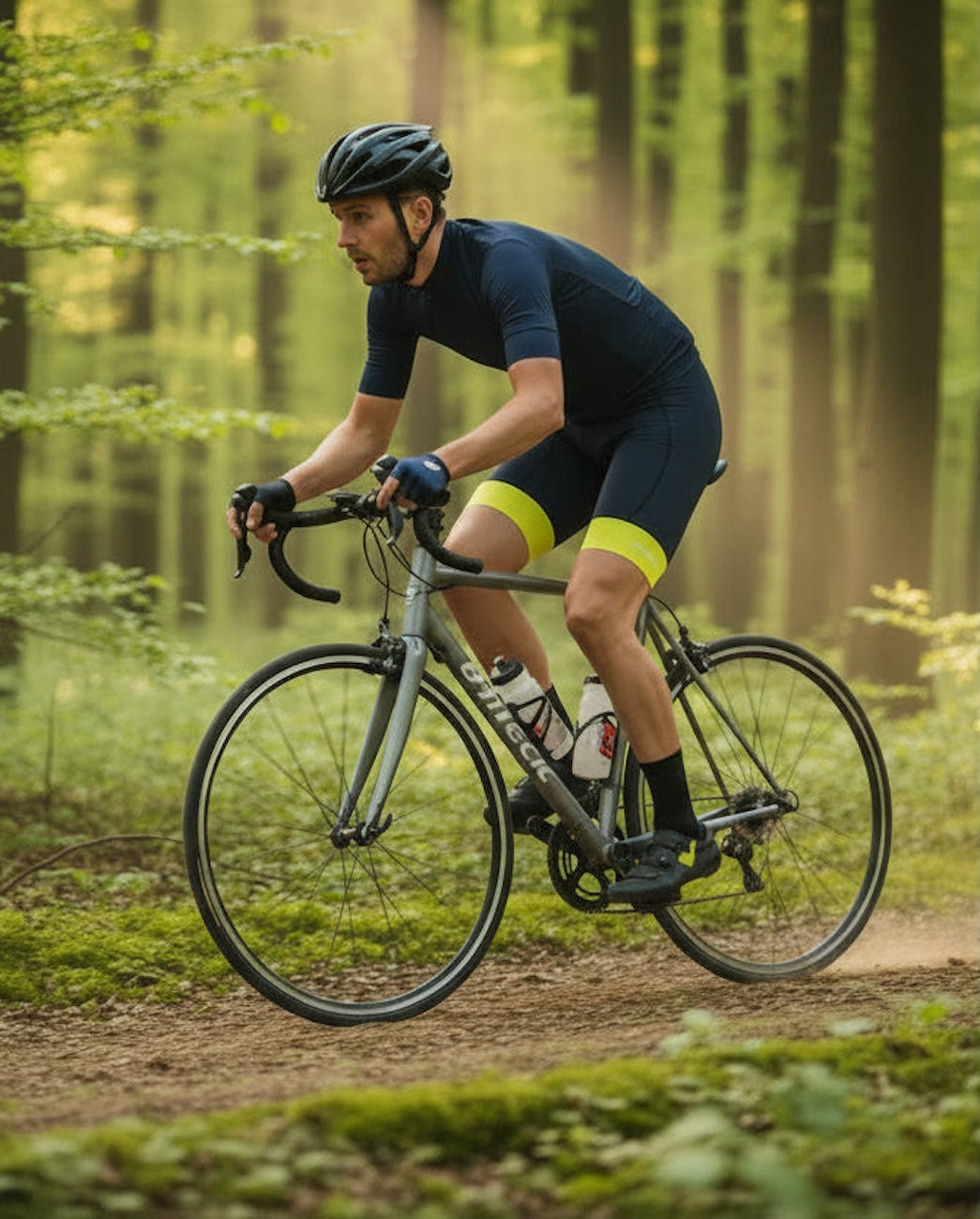 Herren Fahrradhose Kurz Radhose Comfort Line Schwarz Neon