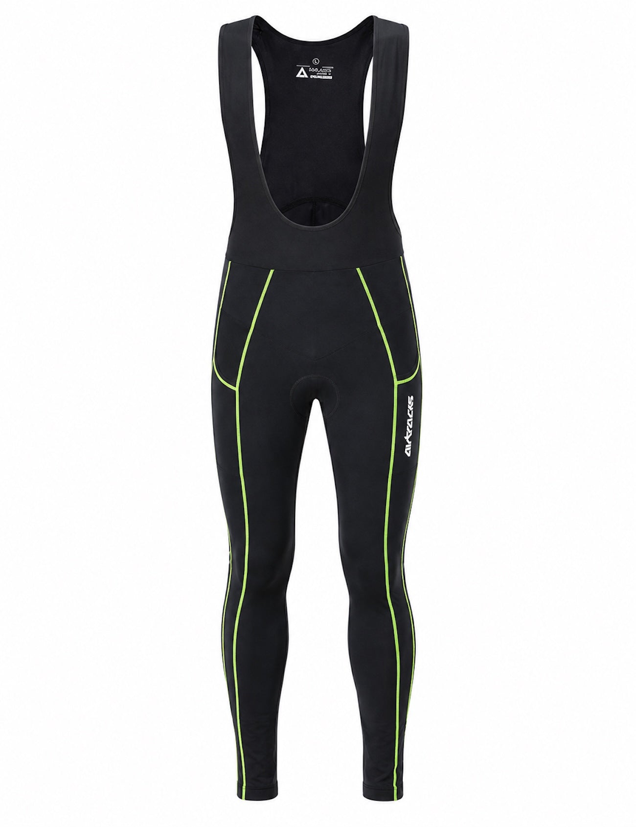Pantaloni per biciclette termali maschili lunghi pantaloni portanti per nero - neon