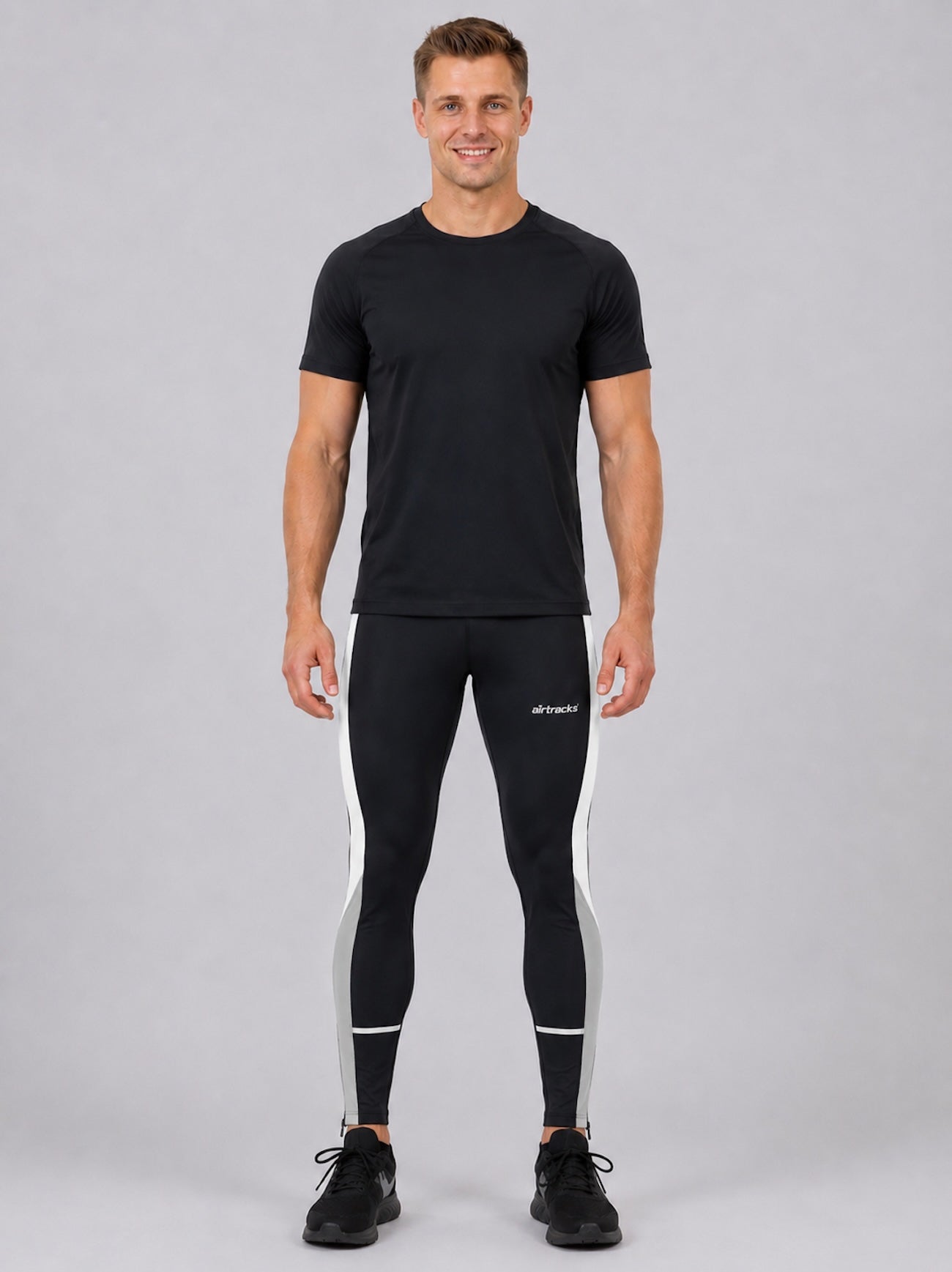 Heren loopbroek strak lang zwart