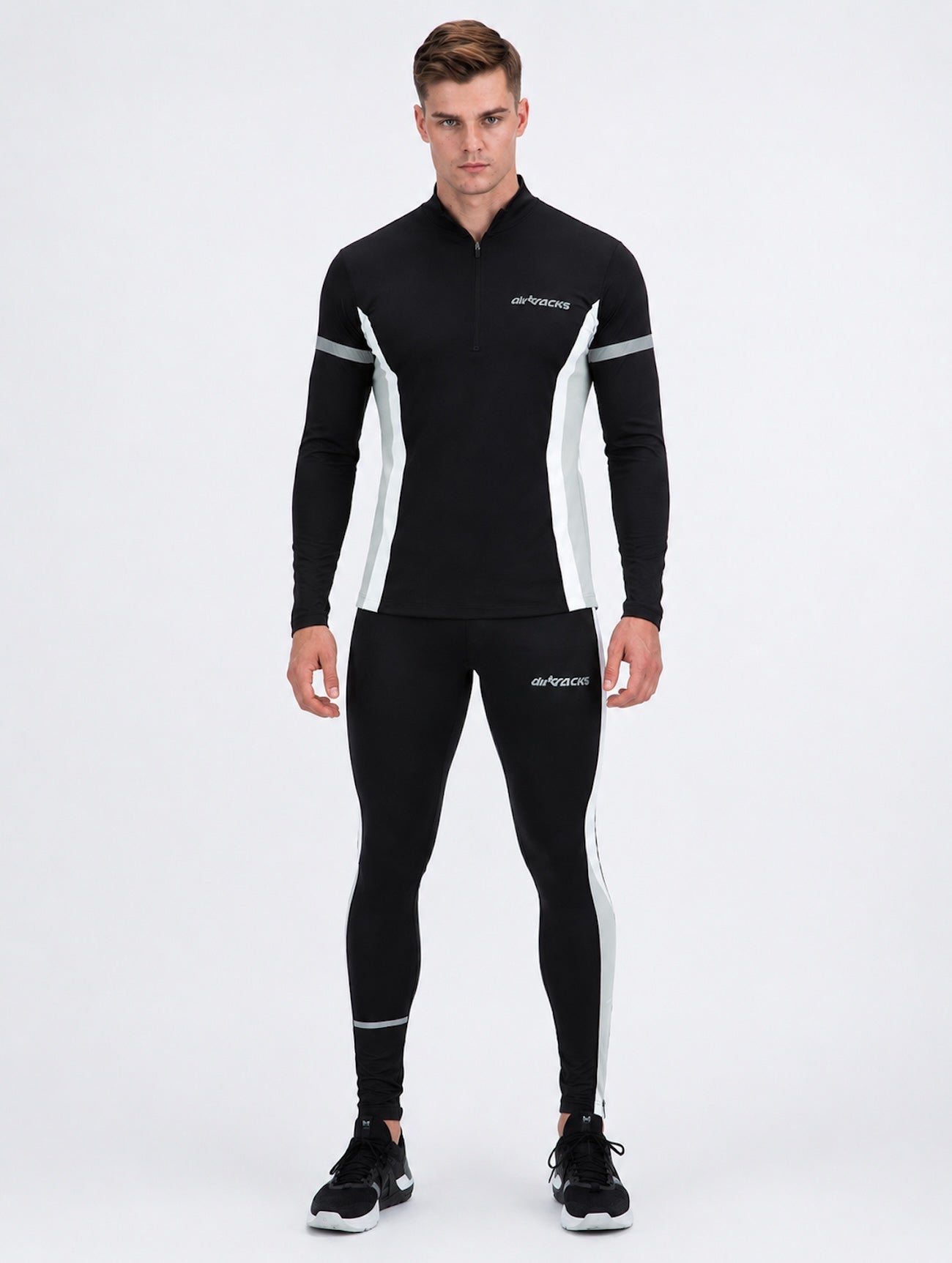 Herenhermische broek strak Lang Black