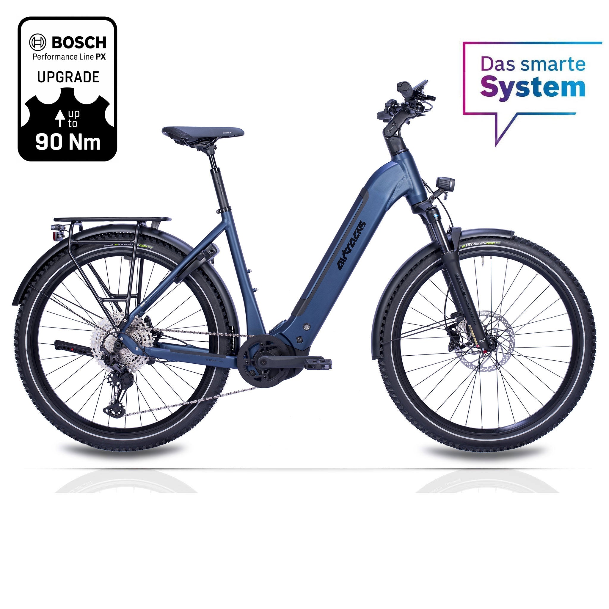 27,5" Dames E-SUV MTB Wave LS TERRA CX1 BOSCH PERFORMANCE LINE PX Smart System POWERTUBE 800 Wh 12-versnellingen SHIMANO XT RD-M8100 SGS Blauw