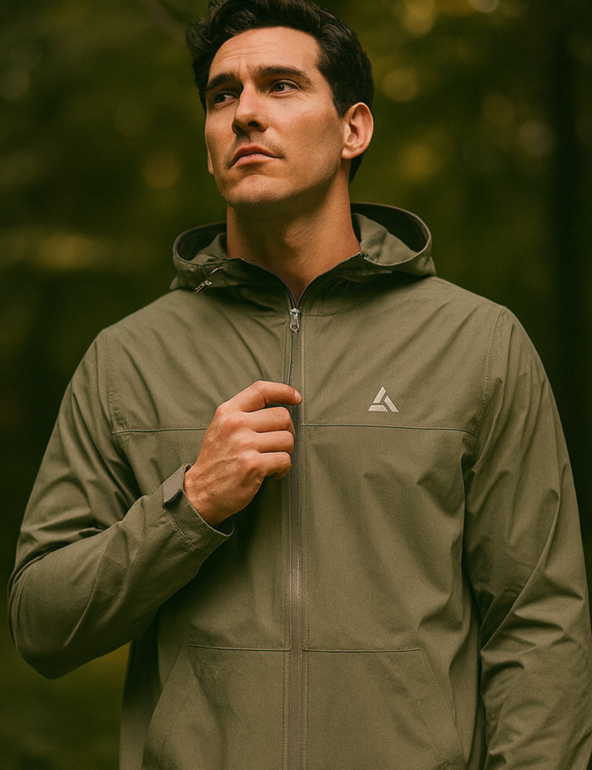 Chaqueta de lluvia para hombres - chaqueta para bicicletas con capucha por línea gris