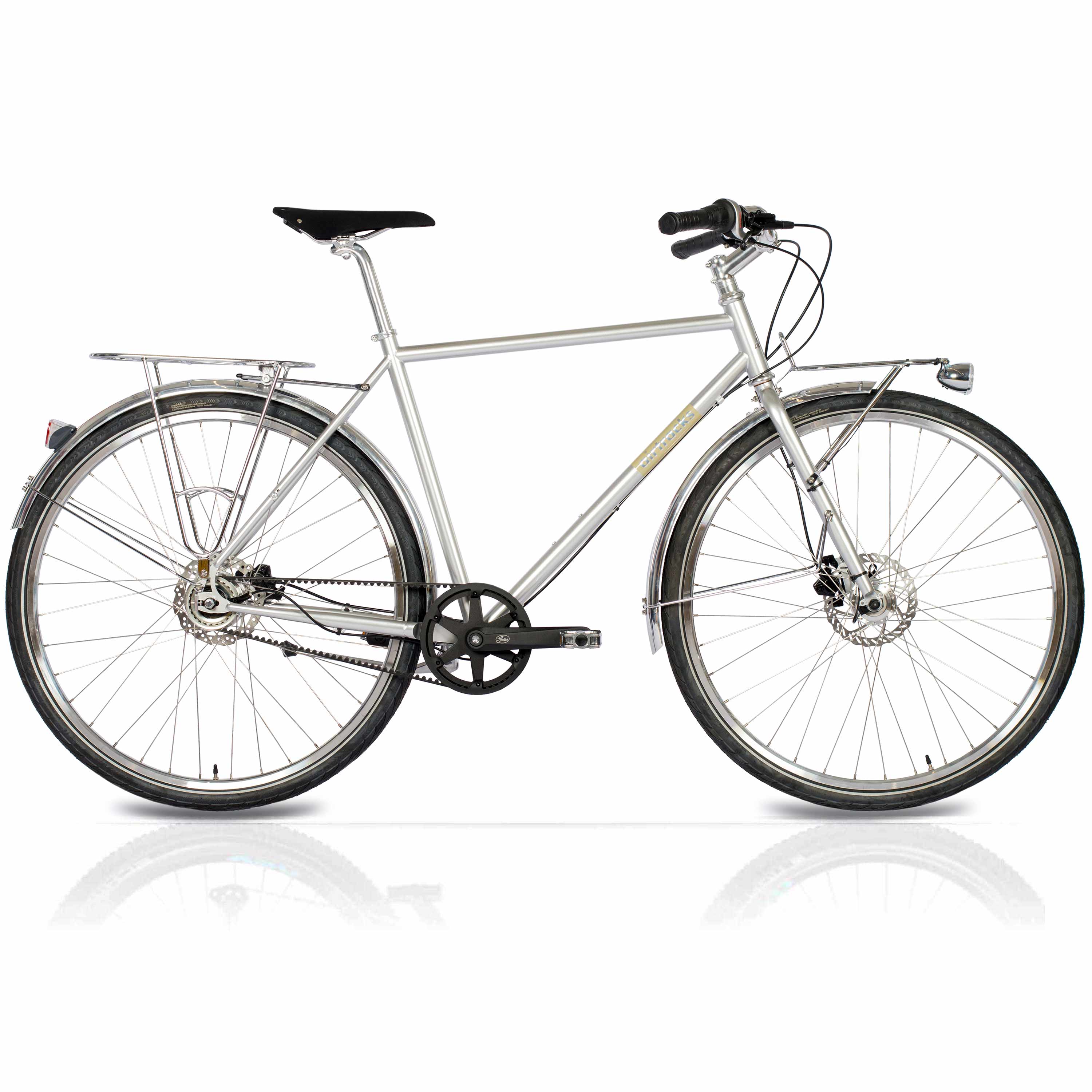 28" Herren Urban Bike City Fahrrad STREET CrMo GATES CARBON DRIVE BELT Shimano 7 x Gang NEXUS Silber