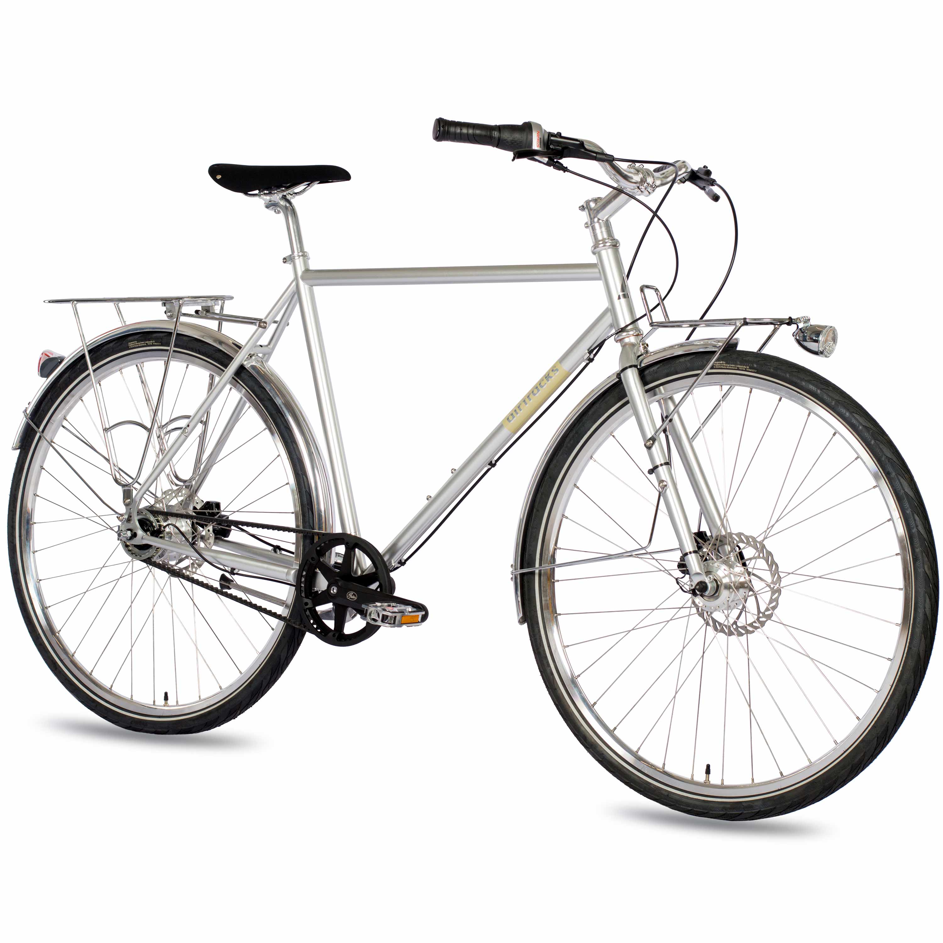 28" Herren Urban Bike City Fahrrad STREET CrMo GATES CARBON DRIVE BELT Shimano 7 x Gang NEXUS Silber