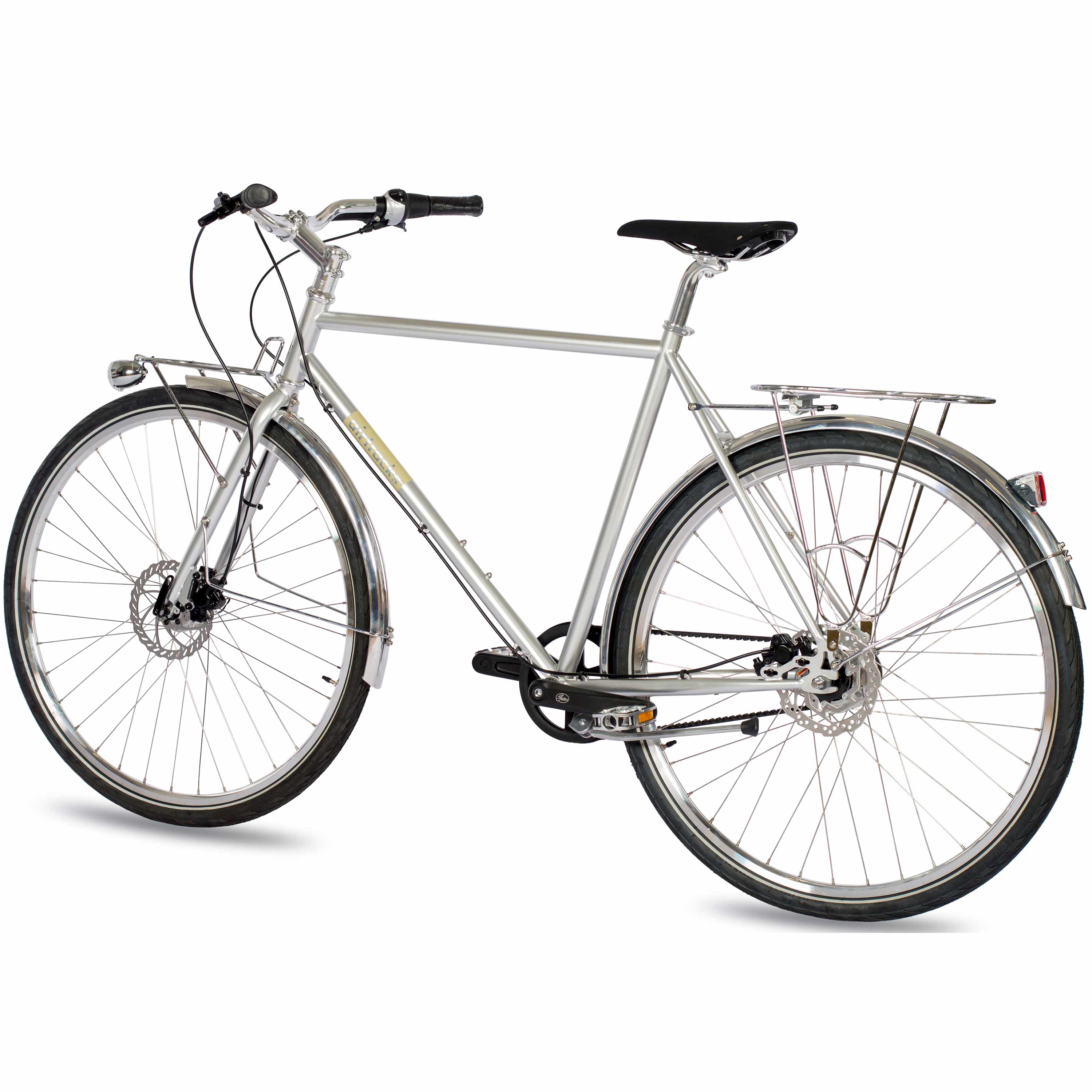 28" Herren Urban Bike City Fahrrad STREET CrMo GATES CARBON DRIVE BELT Shimano 7 x Gang NEXUS Silber