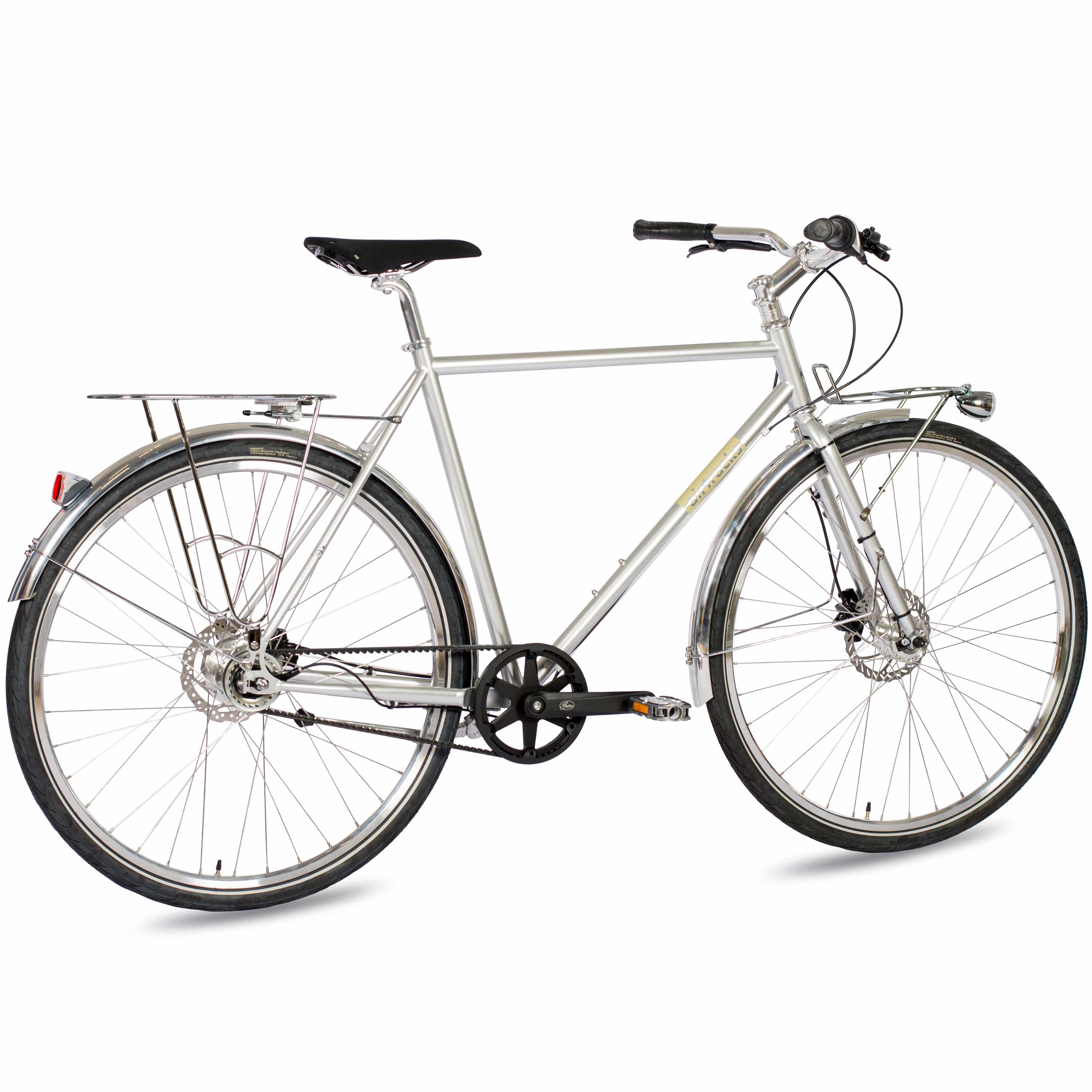 28" Herren Urban Bike City Fahrrad STREET CrMo GATES CARBON DRIVE BELT Shimano 7 x Gang NEXUS Silber