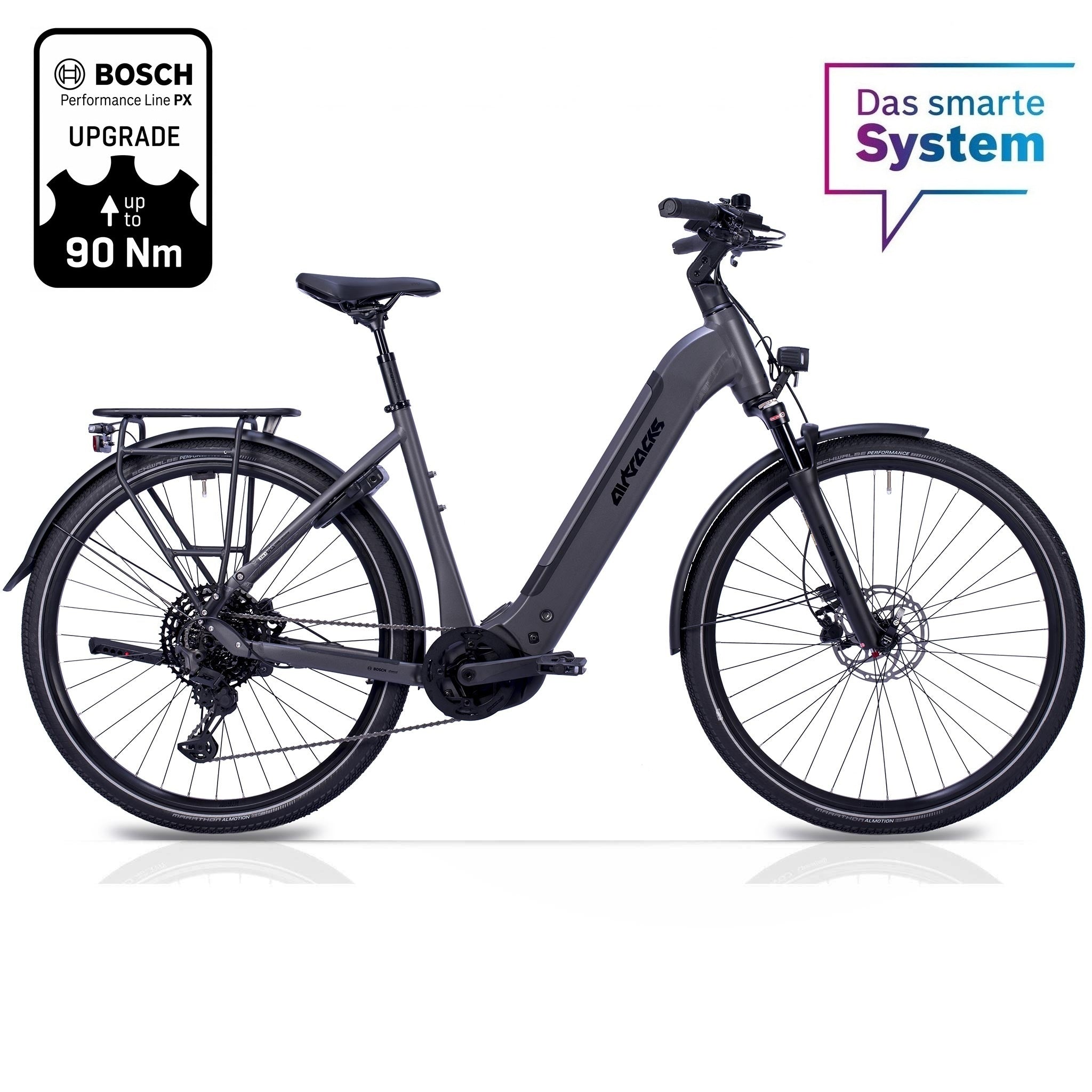 28" Women's E-Bike Trekking Bicycle LS Wave TERRA TR1 BOSCH Performance Line PX Smart System POWERTUBE 800 Wh 11-speed SHIMANO XT RD-M8130 SGS Black 