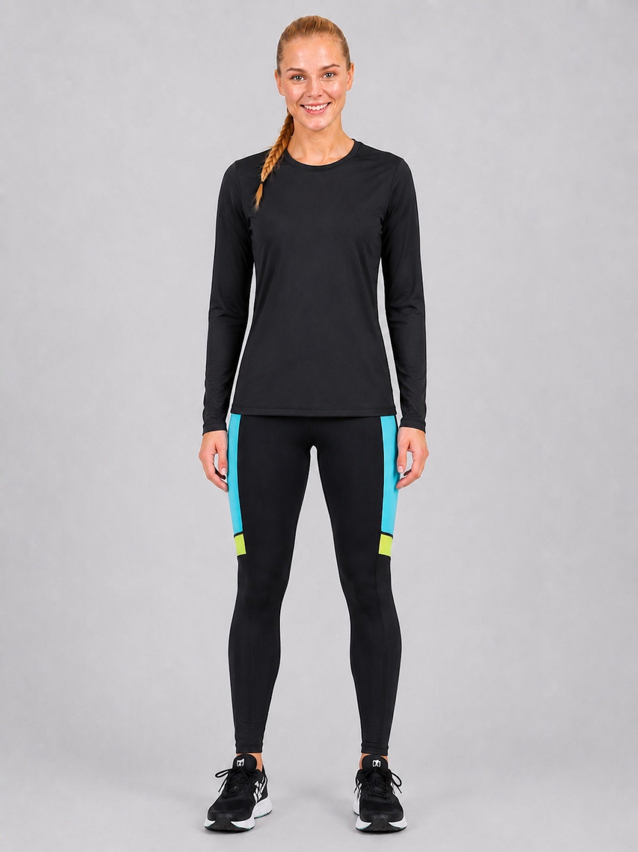 Pantalones de acondicionamiento físico para mujeres: los pantalones corriendo Lang Schwarz Neon Red Decoct