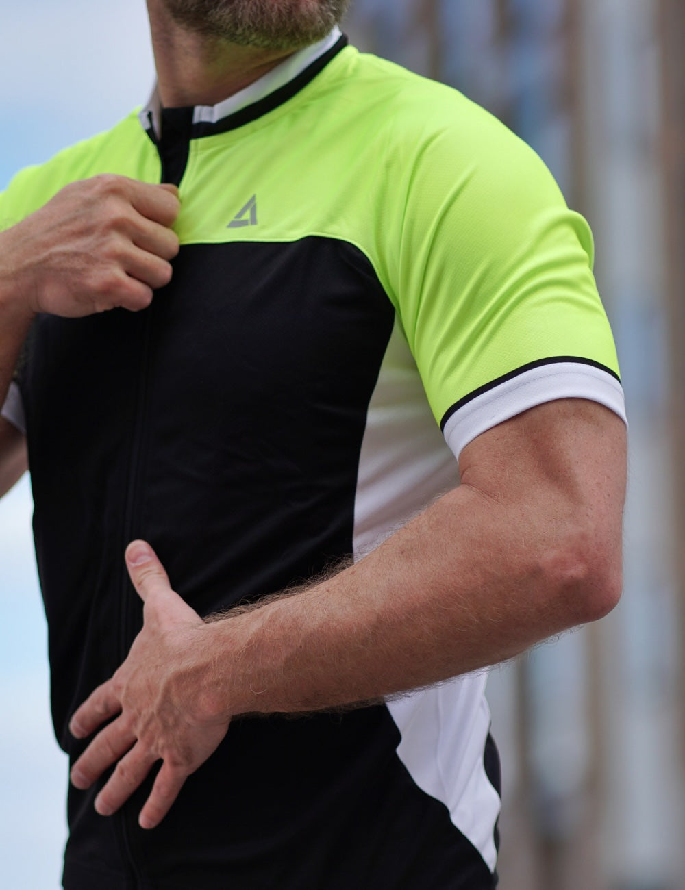 Radtrikot set fiets voor heren duurt korte mouw per t II + draagbroek kort per zwarte neon