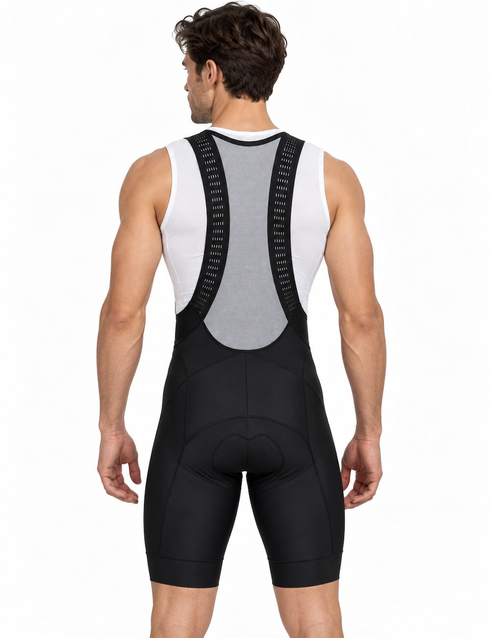 Fietsbroek voor heren korte fietsenbroeken met riemen draagbroek per teamlijn zwart