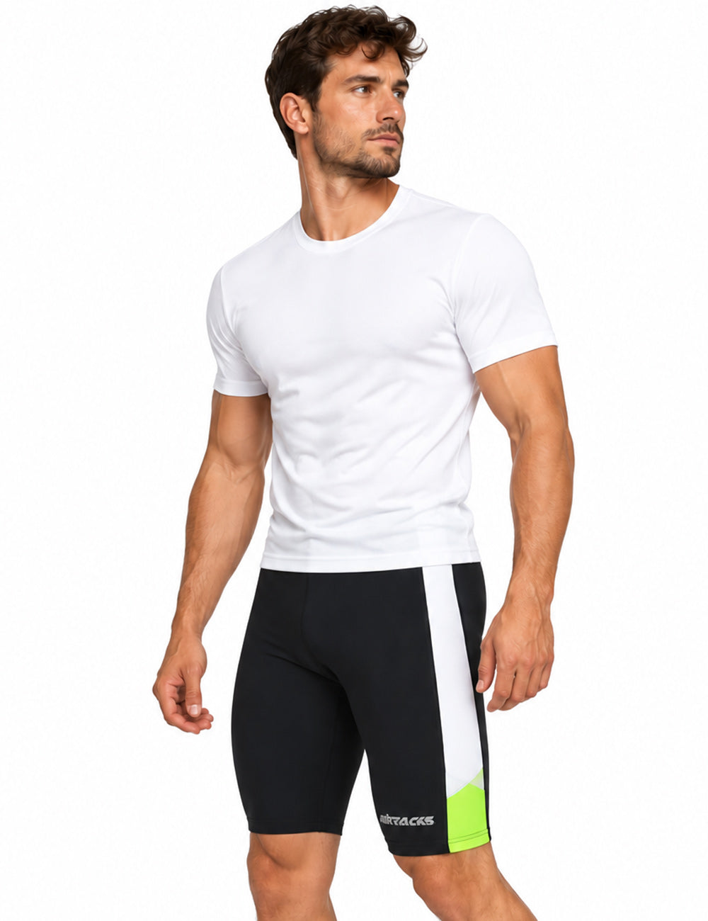 Heren loopbroek kort zwarte neon