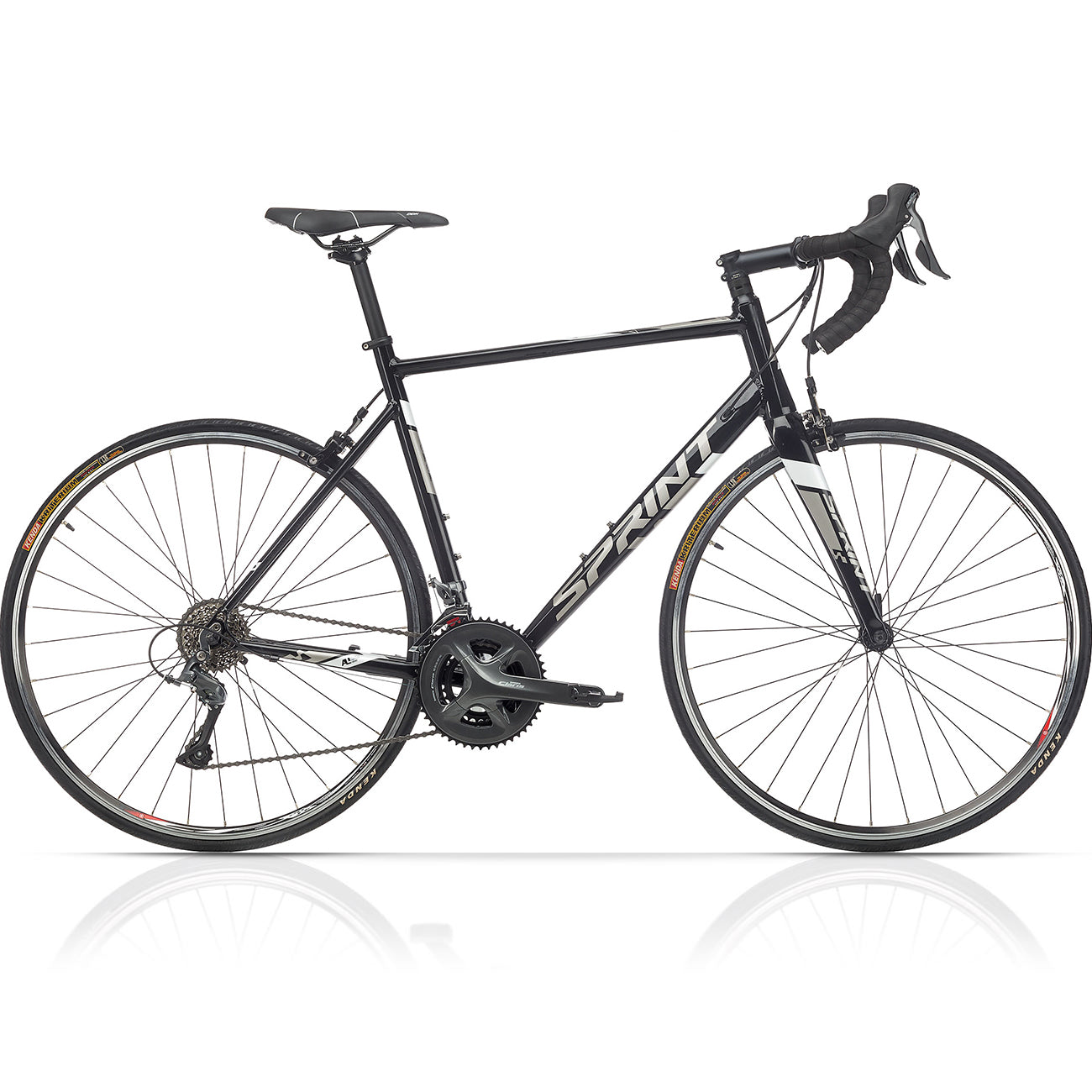 28"  Bicicleta de carretera hombre SPRINT MONZA RACE 28 horquilla de carbono 2 x 8 velocidades SHIMANO CLARIS RD-R2000 negro/blanco