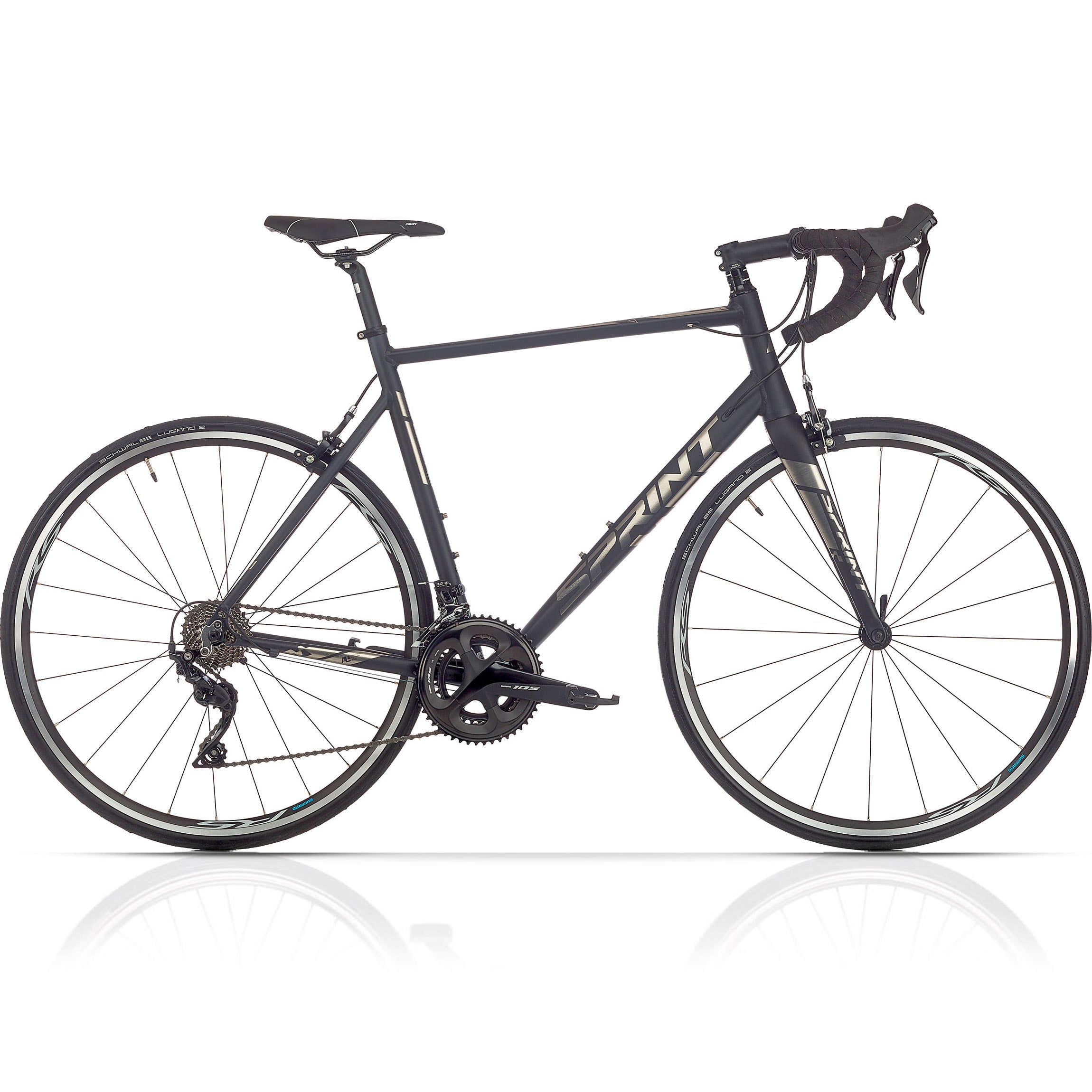28" Men's Road Bike SPRINT MONZA TEAM Bicycle CARBON FORK 2 x 11 Speed SHIMANO 105 RD-R7000 Black / Matte