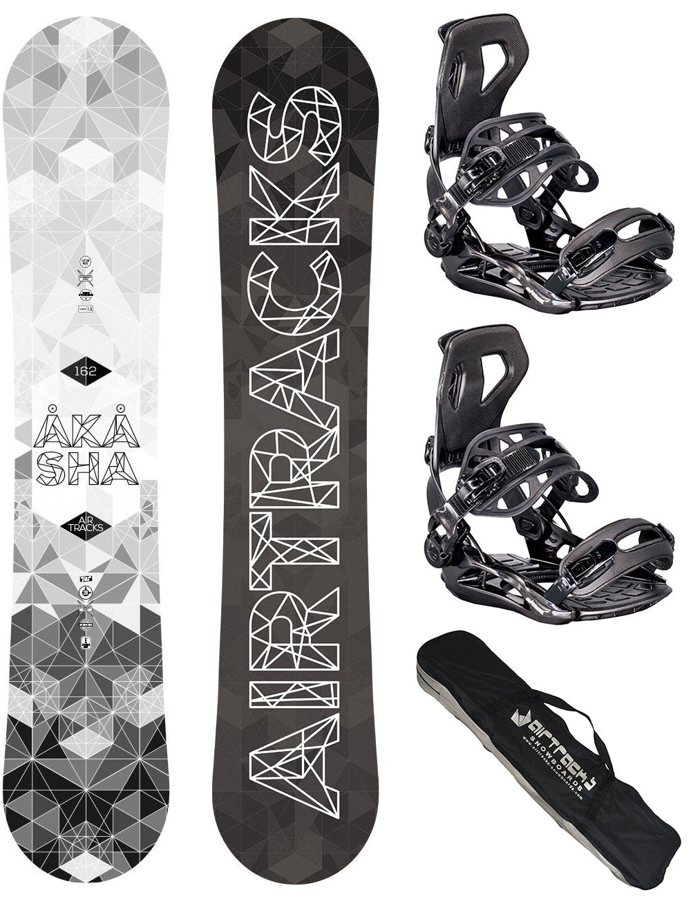 Heren Snowboardset Akasha + Binding Master Maat XL + SB Tas