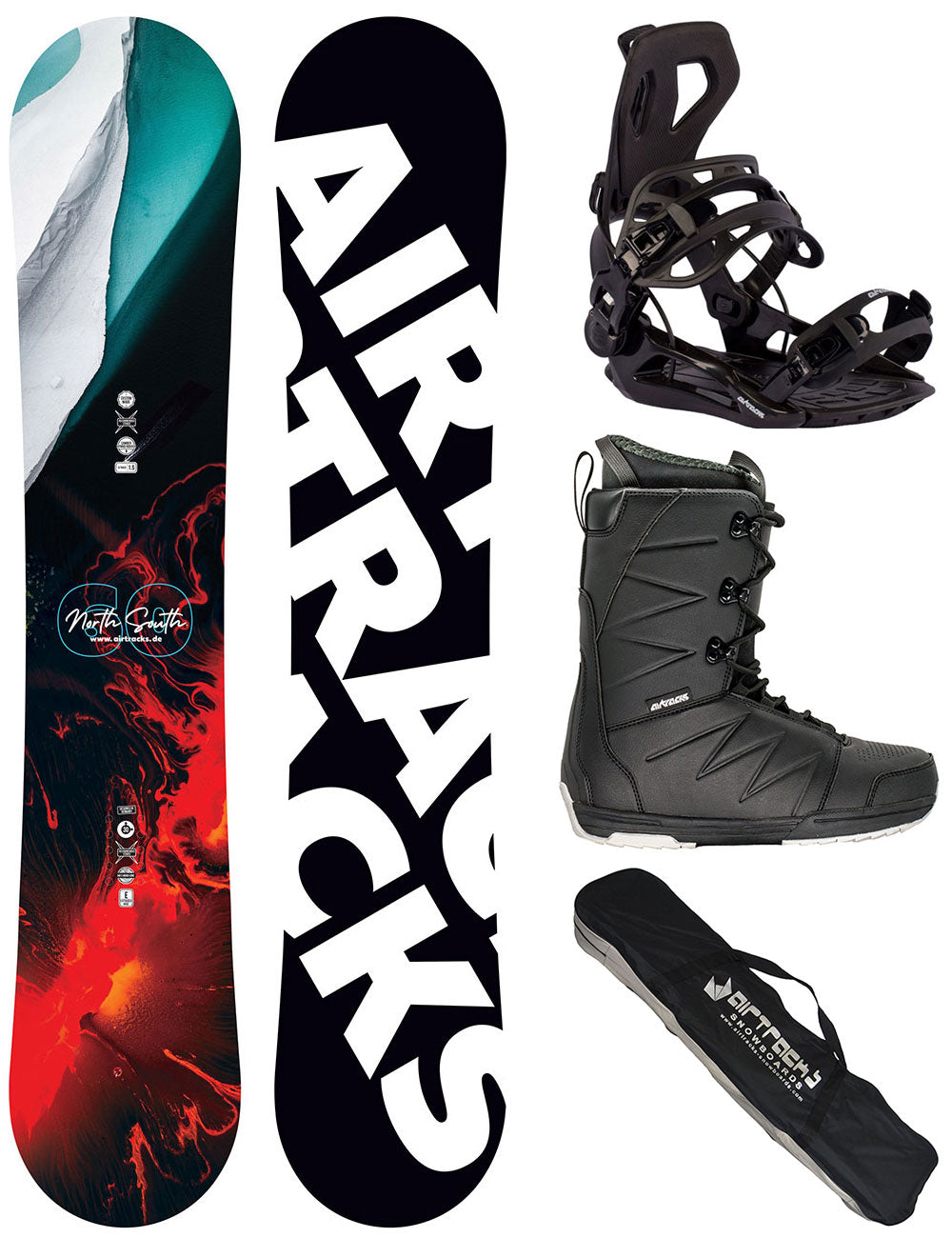 Hombres Snowboards North South 4 Camber Wide + Snowboard Binding Master Pro + Snowboard Boots Star Black + SB Bag