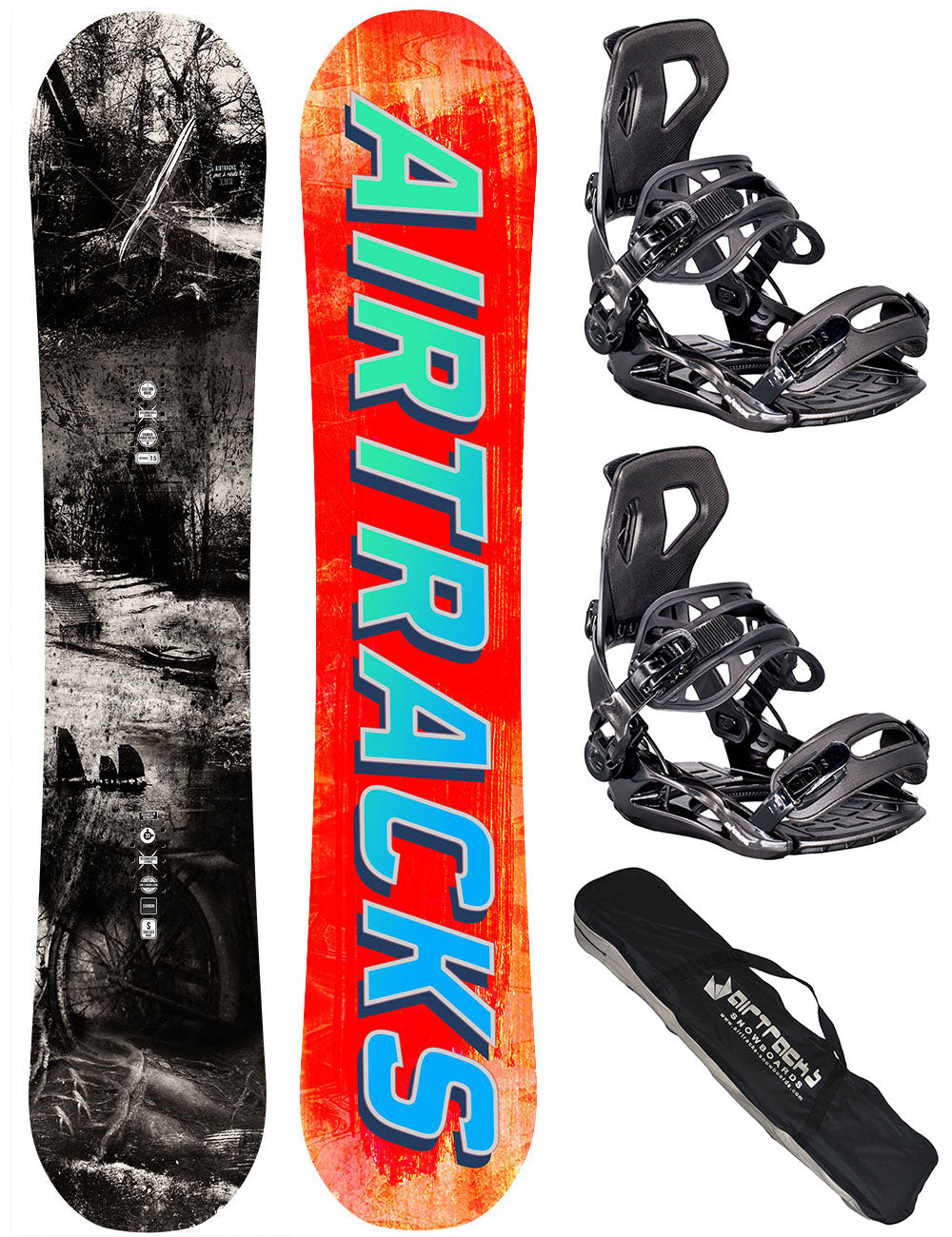 Men's Snowboard Set Past & Future Hybrid Rocker Wide + Master Binding Size XL + SB Bag