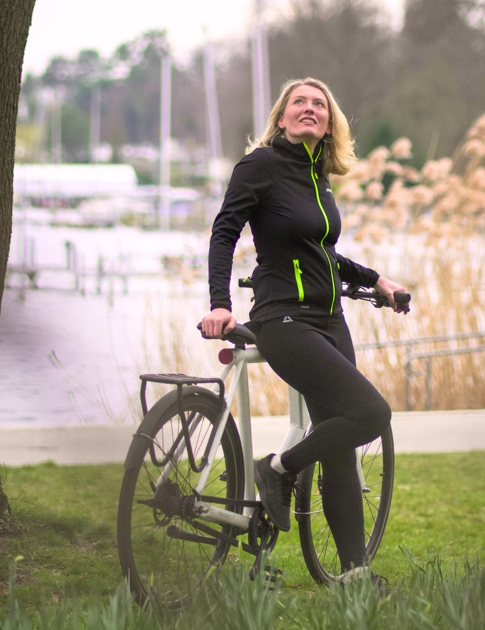 Vrouwen thermo fietsjack softshell pro Line II + thermo fietsbroek lang