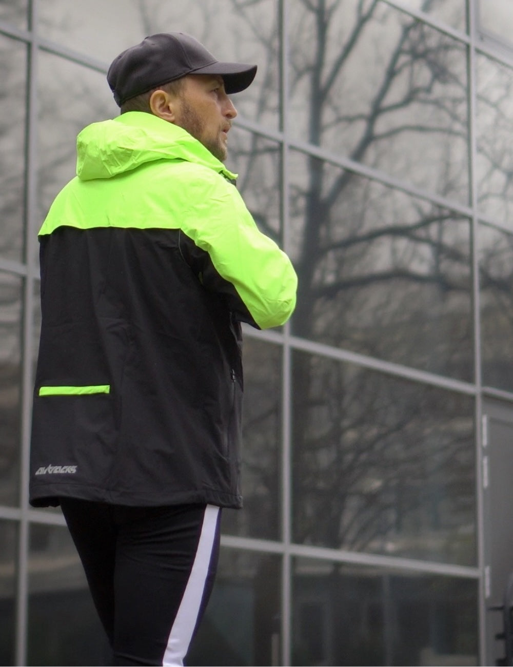 Men's running set rain jacket + thermo running trousers long
