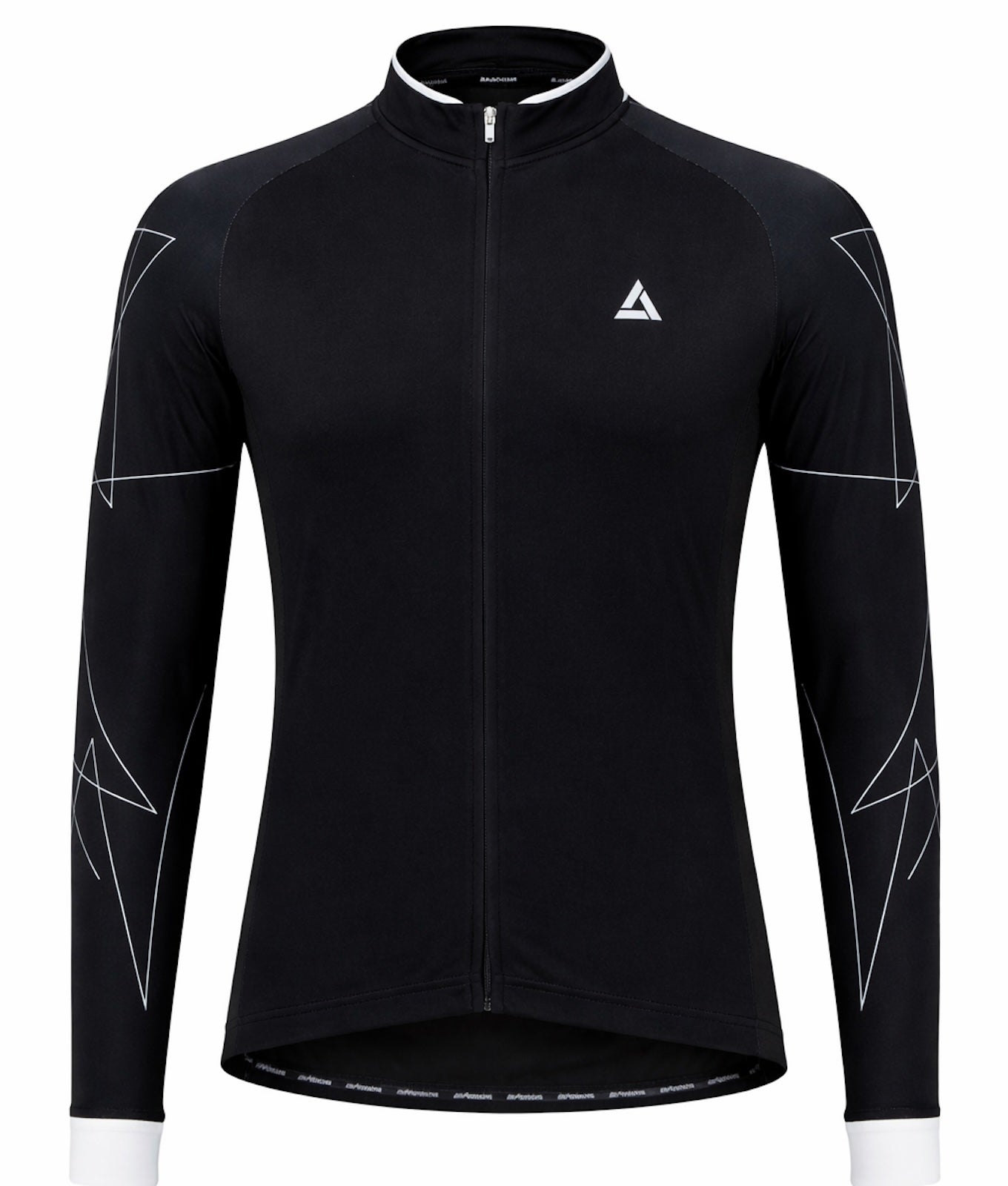 Jersey de bicicleta para hombres brazo largo por línea Blanco negro