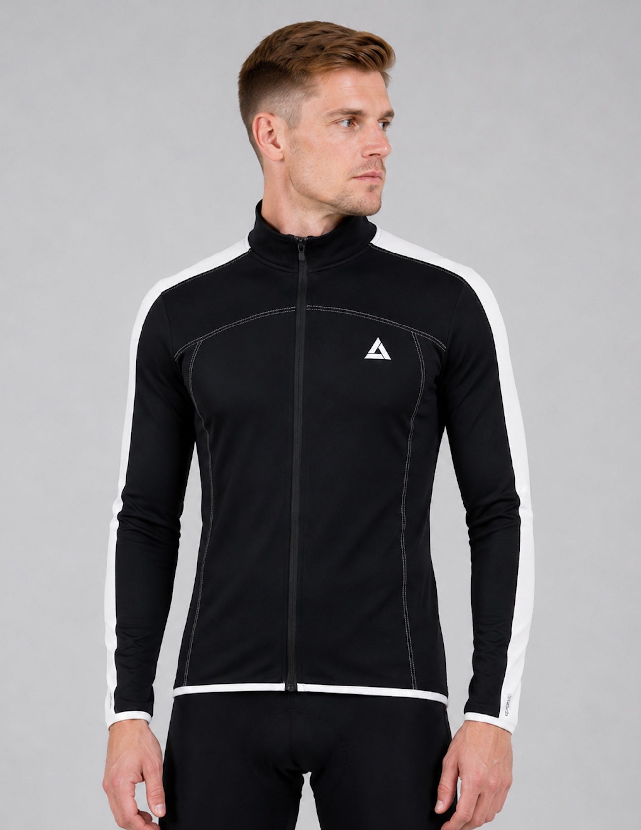 Herren Winter Fahrradtrikot Pro Line Langarm Fleece Thermoradtrikot Schwarz Weiß