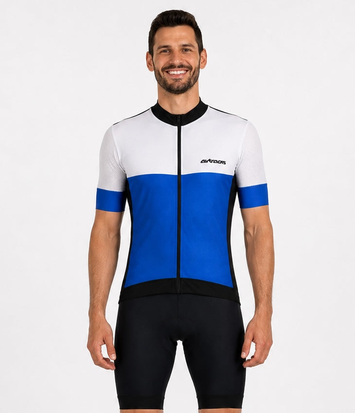 Fietsjersey voor heren kort -Zakken fietstrui per teamlijn III Blue White