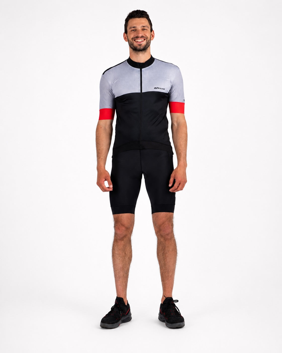 Herren Fahrradtrikot Kurzarm Radtrikot Pro Team Line III Schwarz-Grau