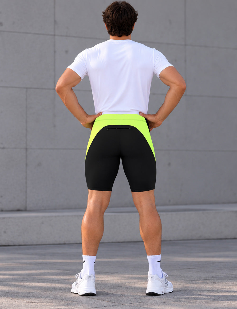 Herren Laufhose Kurz Pro Schwarz Neon