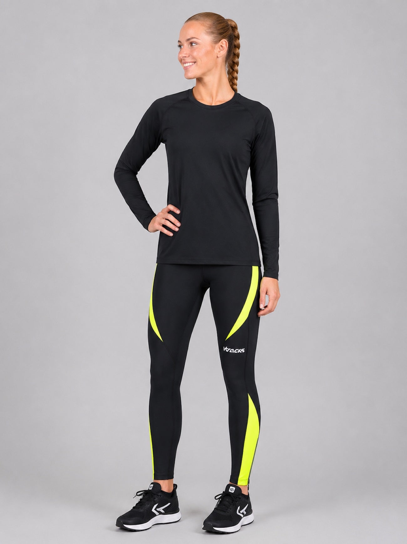 Pantalones de carreras de mujer apretado lang pro negro neón
